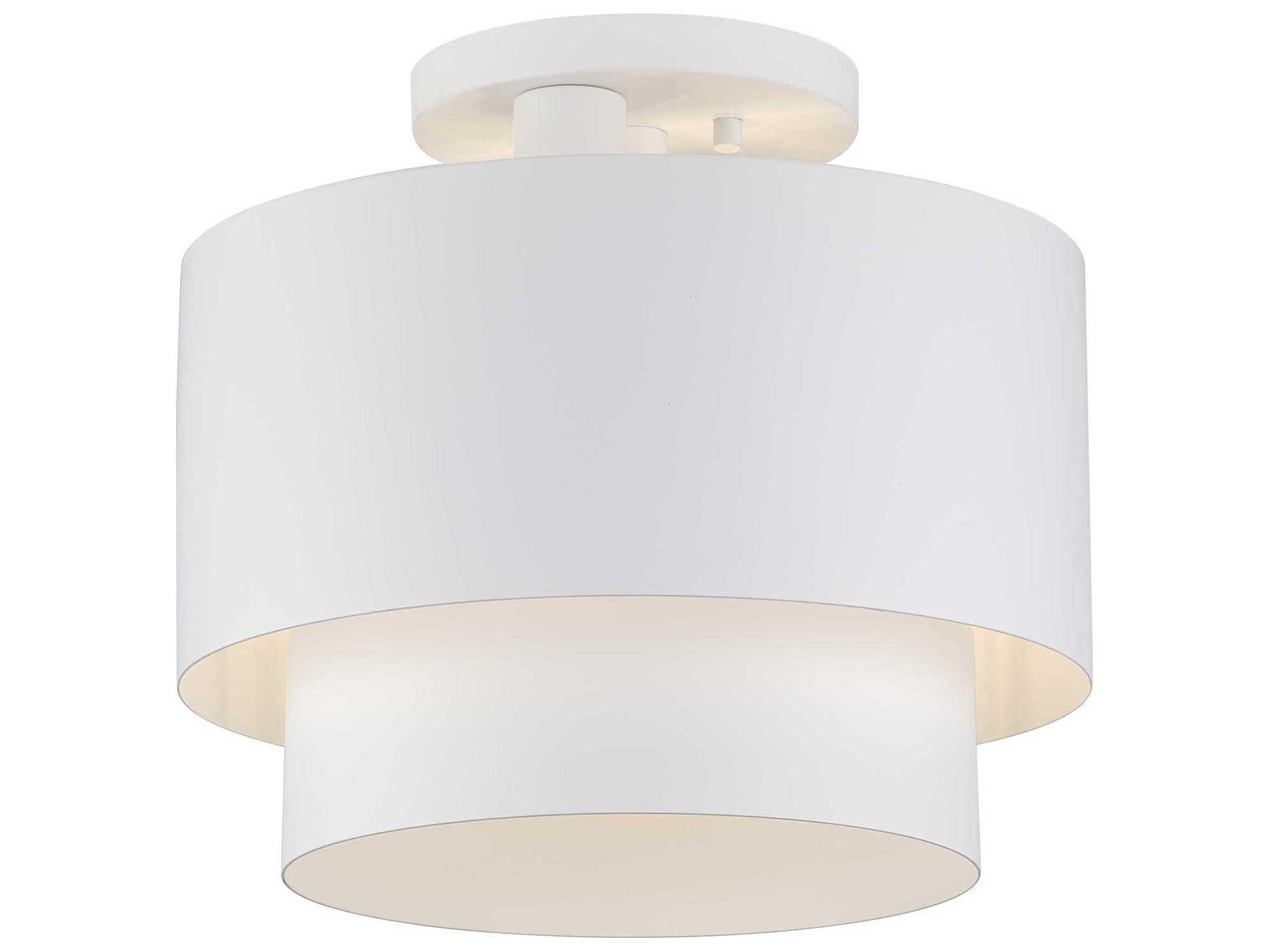 Livex Lighting Zolana 2-Light White Bowl Semi Flush Mount