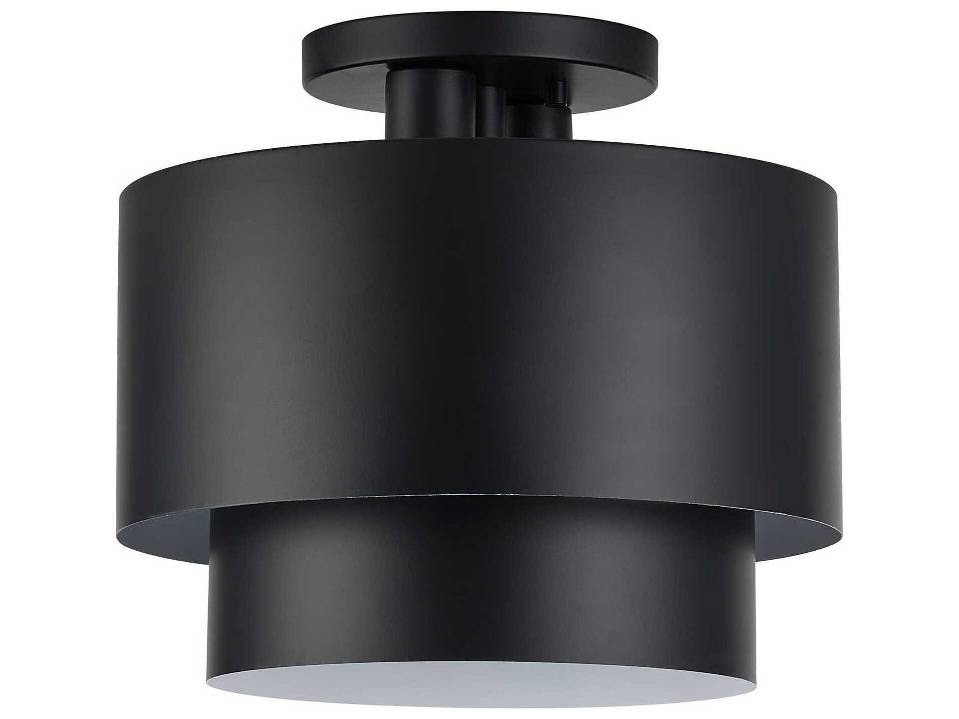 Livex Lighting Zolana 2-Light Black Drum Semi Flush Mount