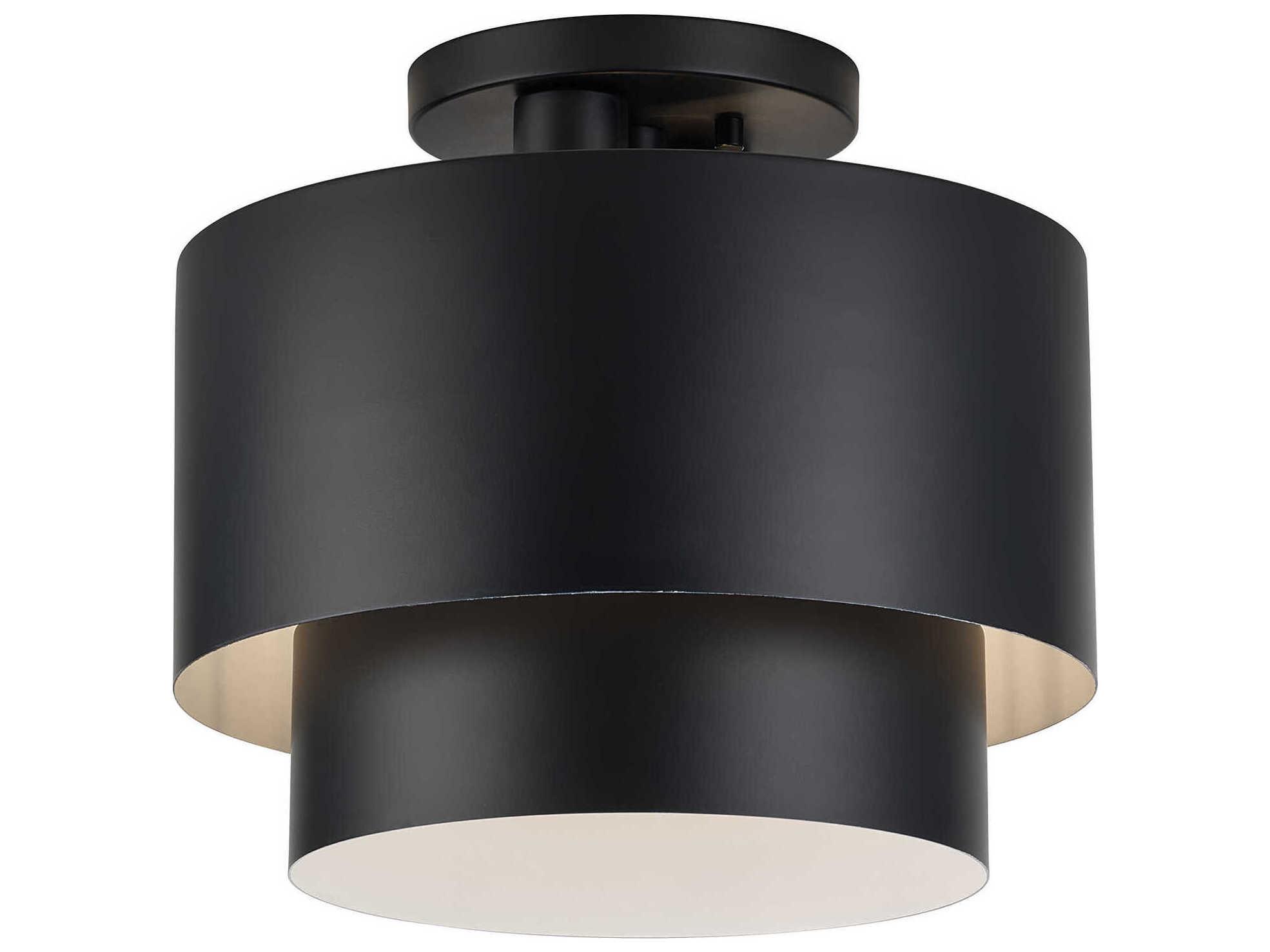 Livex Lighting Zolana 2-Light Black Drum Semi Flush Mount