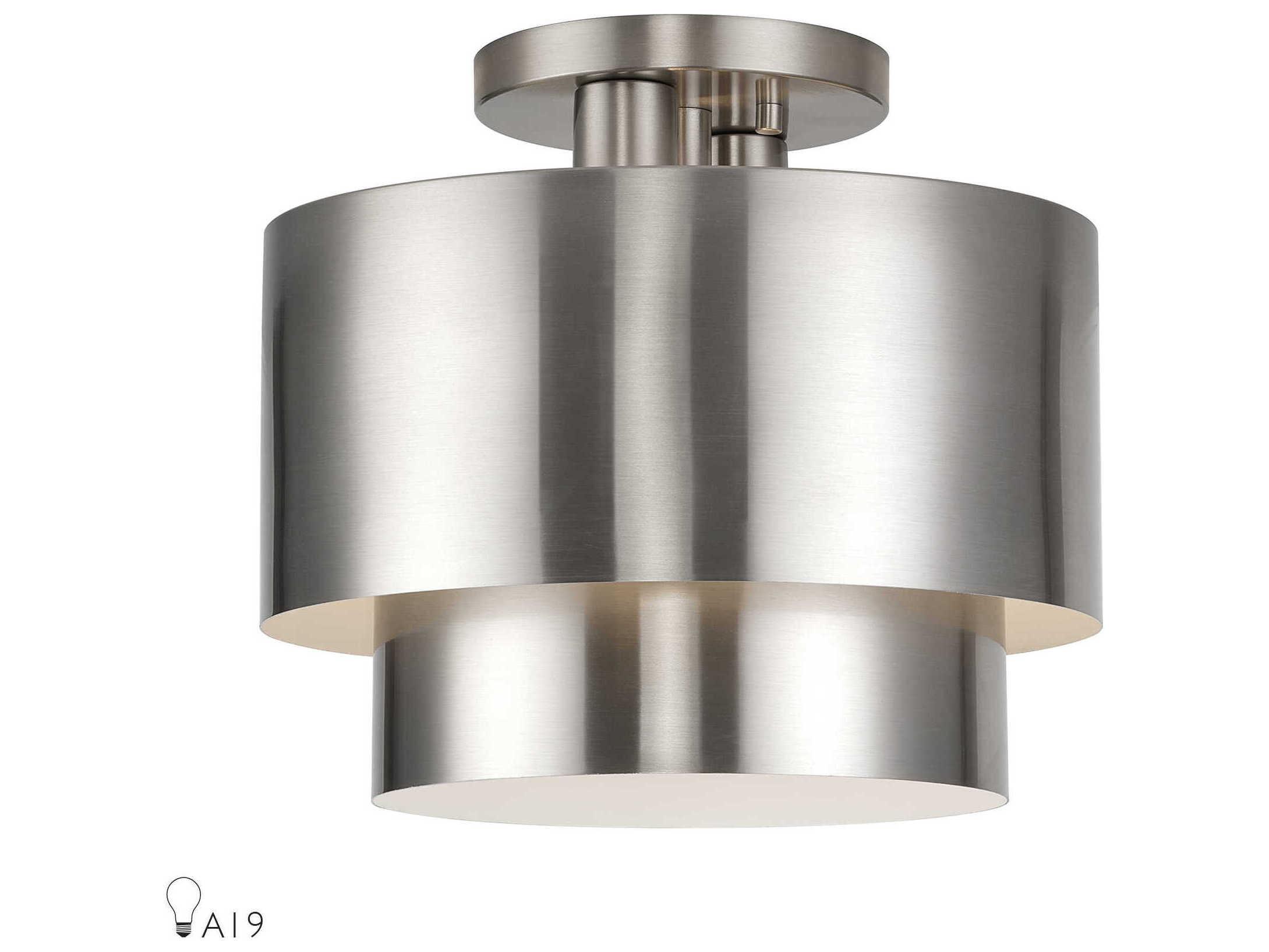 Livex Lighting Zolana 2-Light Brushed Nickel Drum Semi Flush Mount