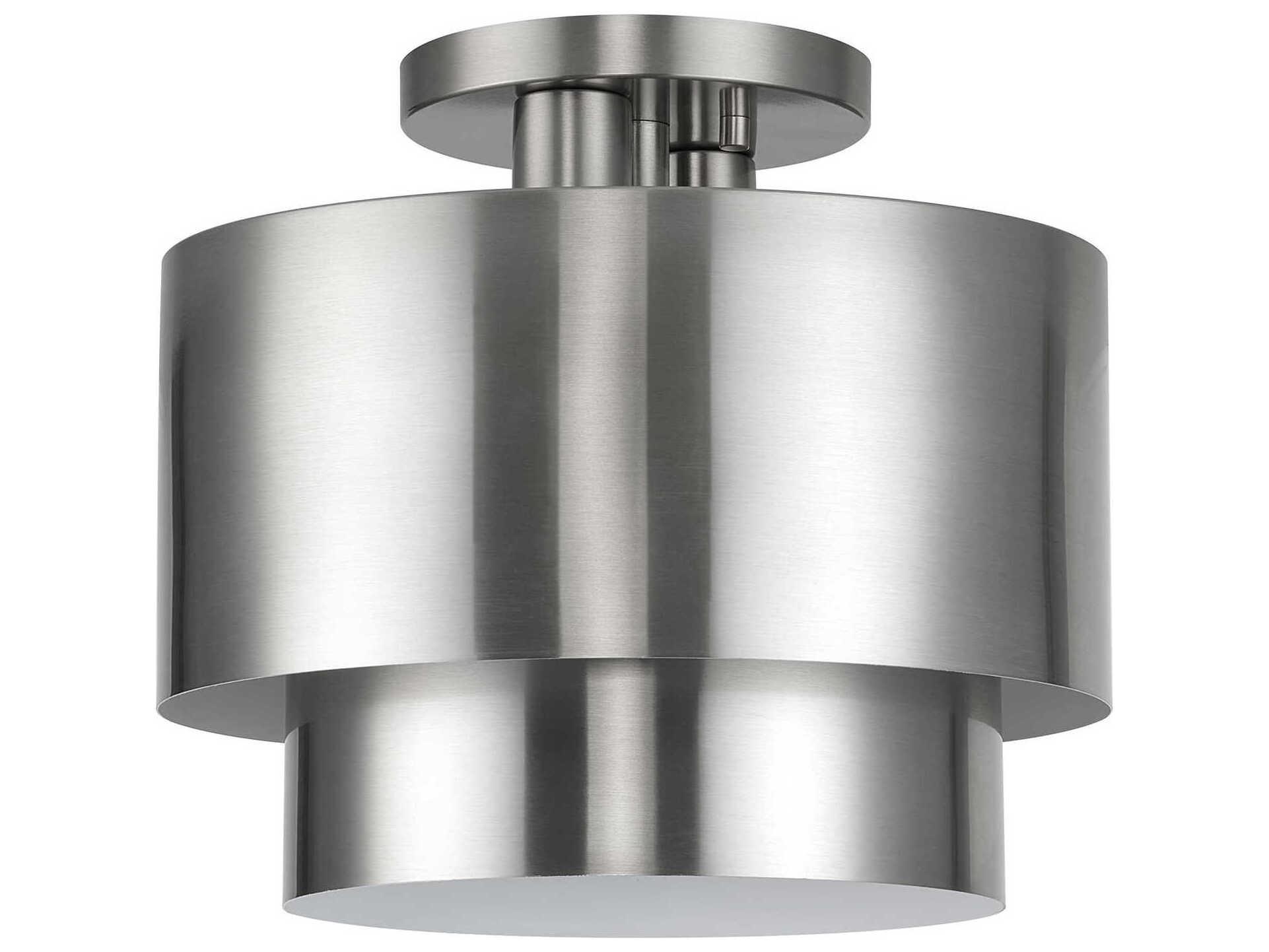 Livex Lighting Zolana 2-Light Brushed Nickel Drum Semi Flush Mount