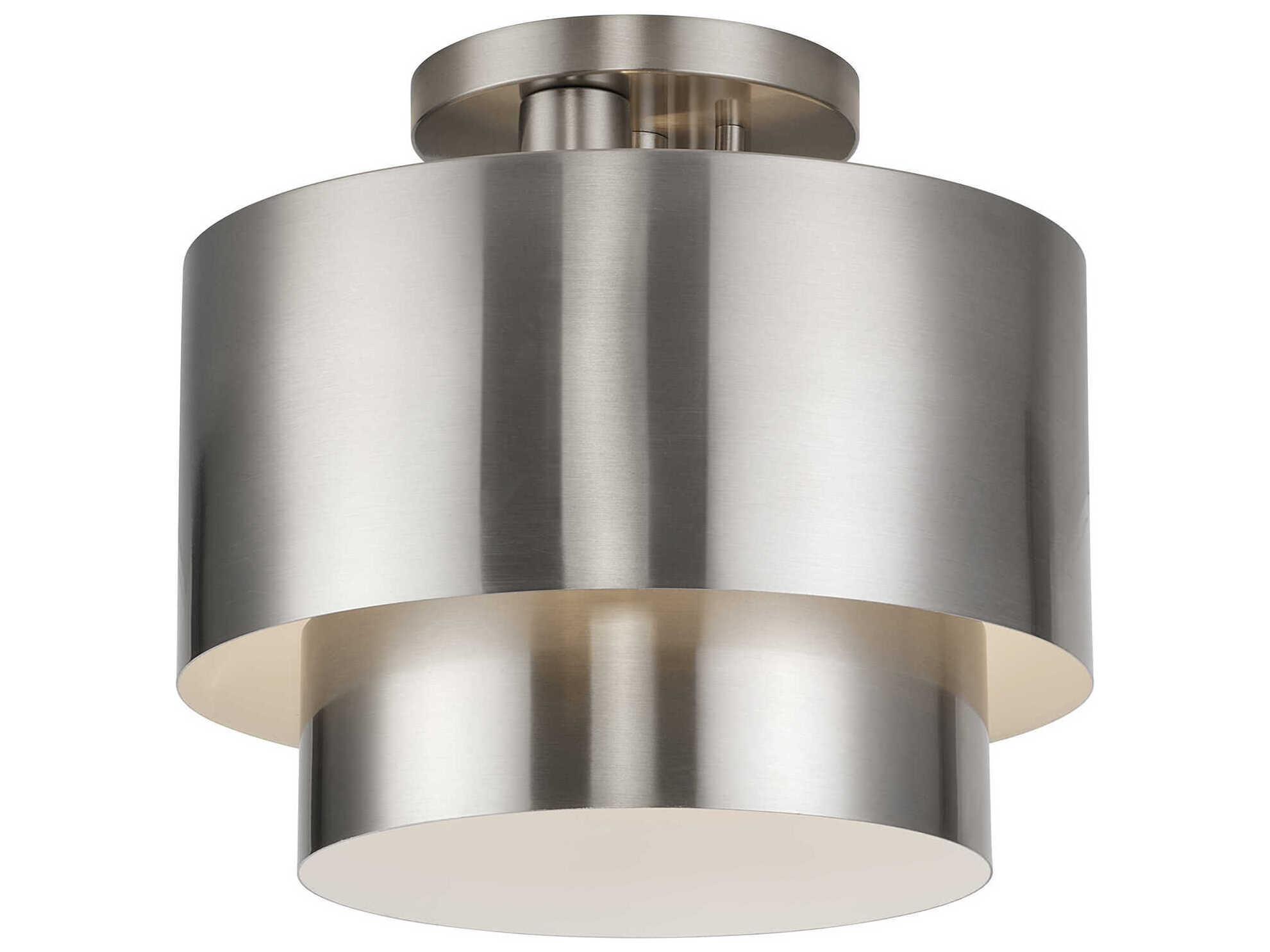 Livex Lighting Zolana 2-Light Brushed Nickel Drum Semi Flush Mount