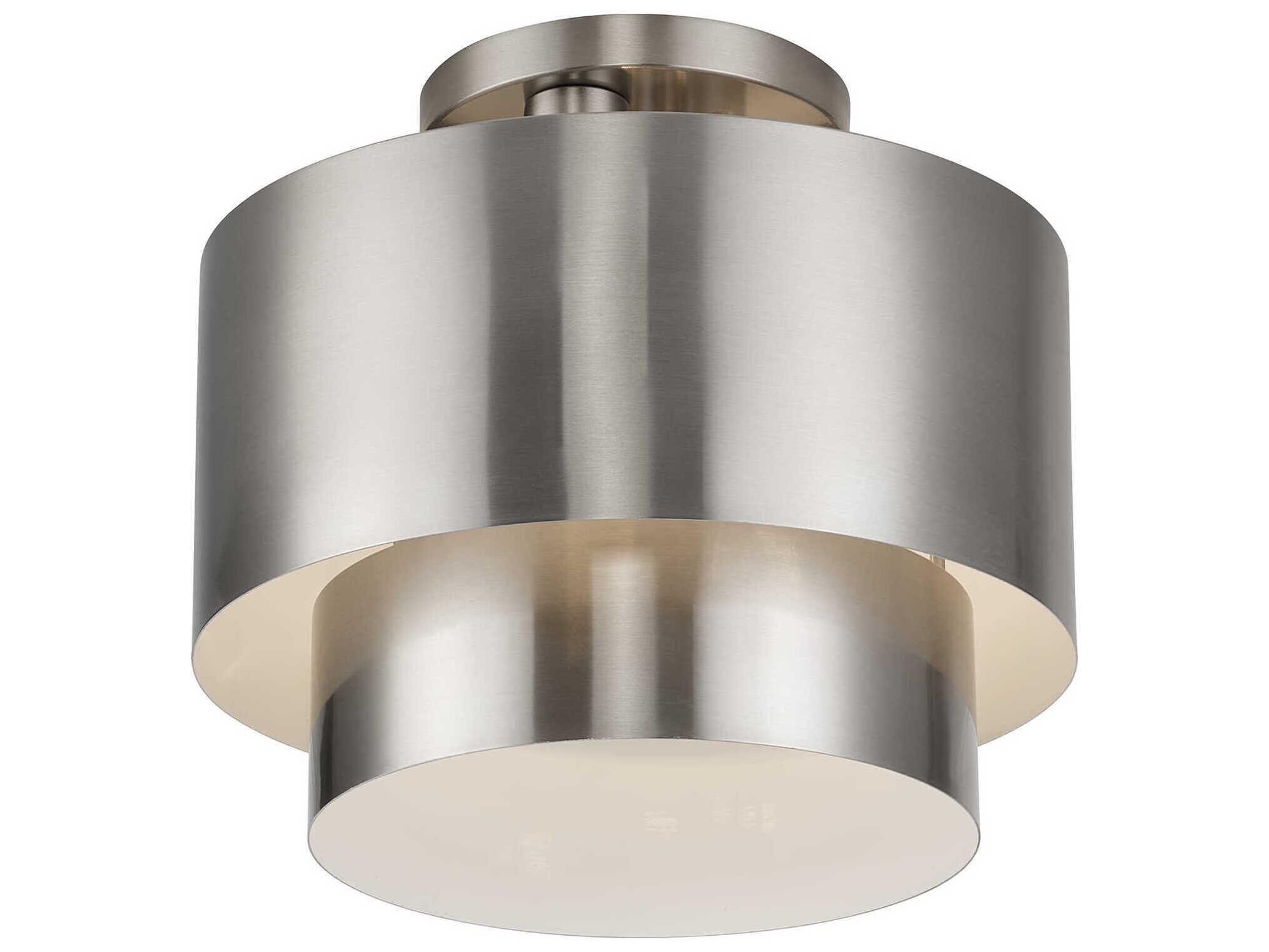 Livex Lighting Zolana 2-Light Brushed Nickel Drum Semi Flush Mount