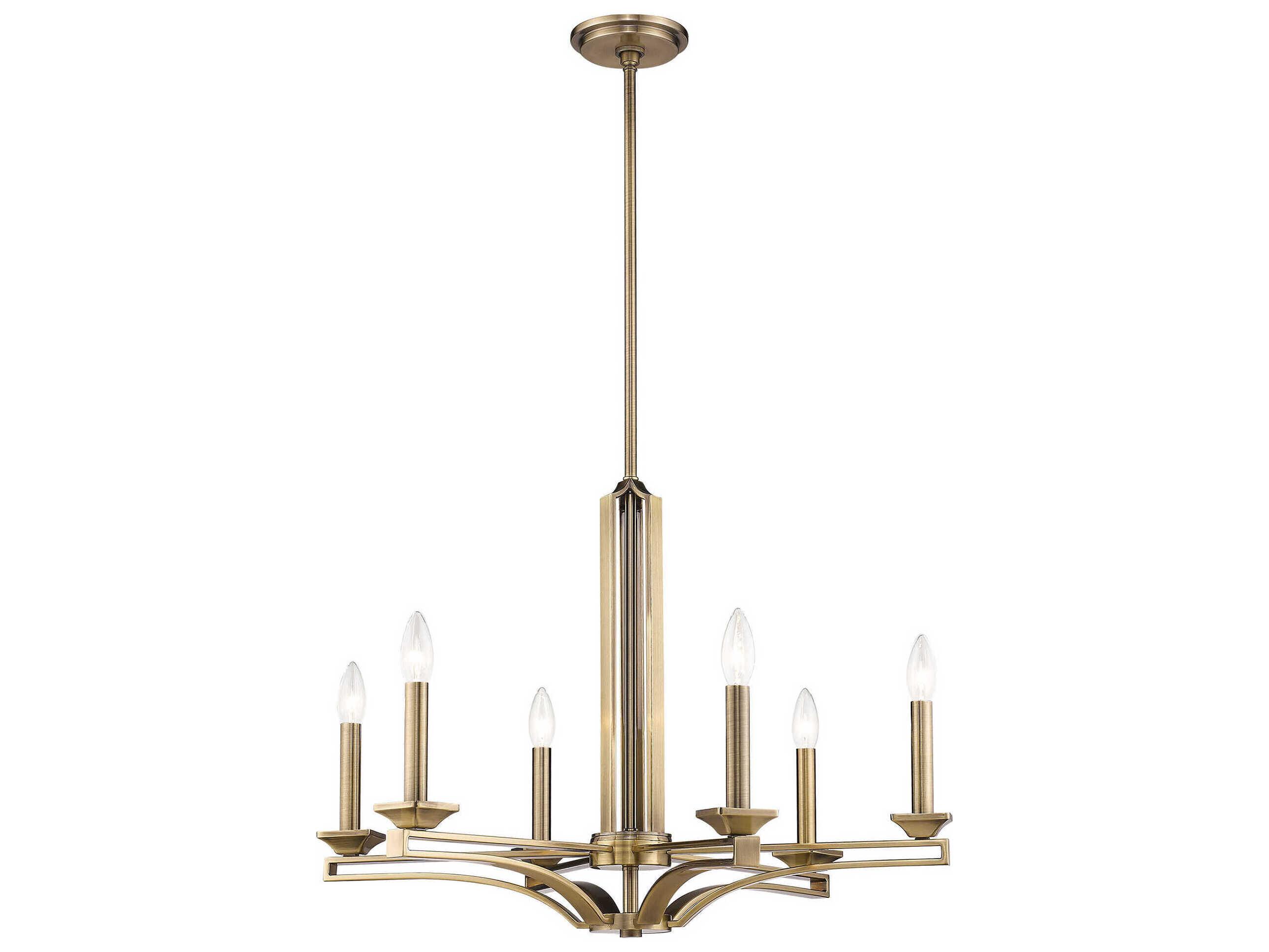 Livex Lighting Trumbull 6-Light Antique Brass Candelabra Chandelier