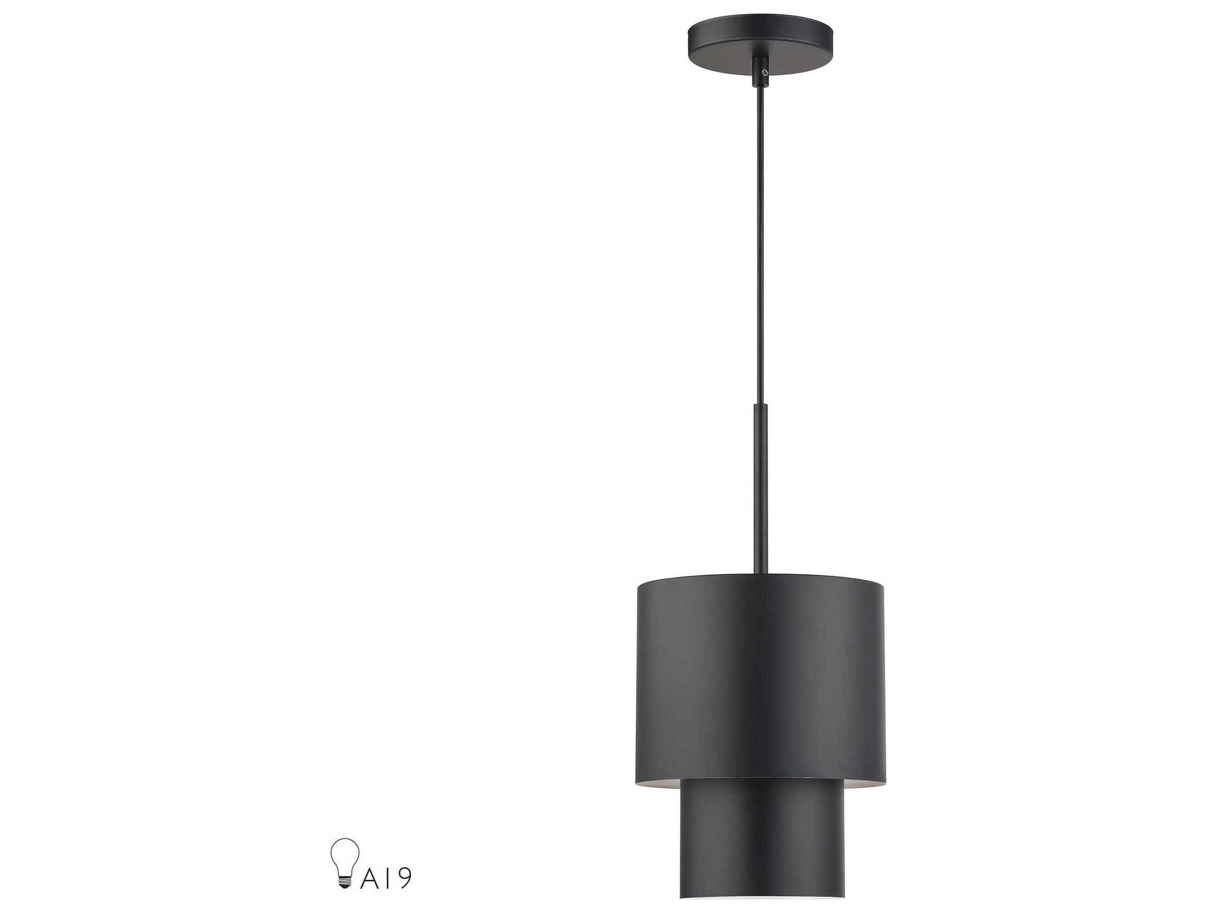 Livex Lighting Zolana 1-Light Black Drum Mini Pendant