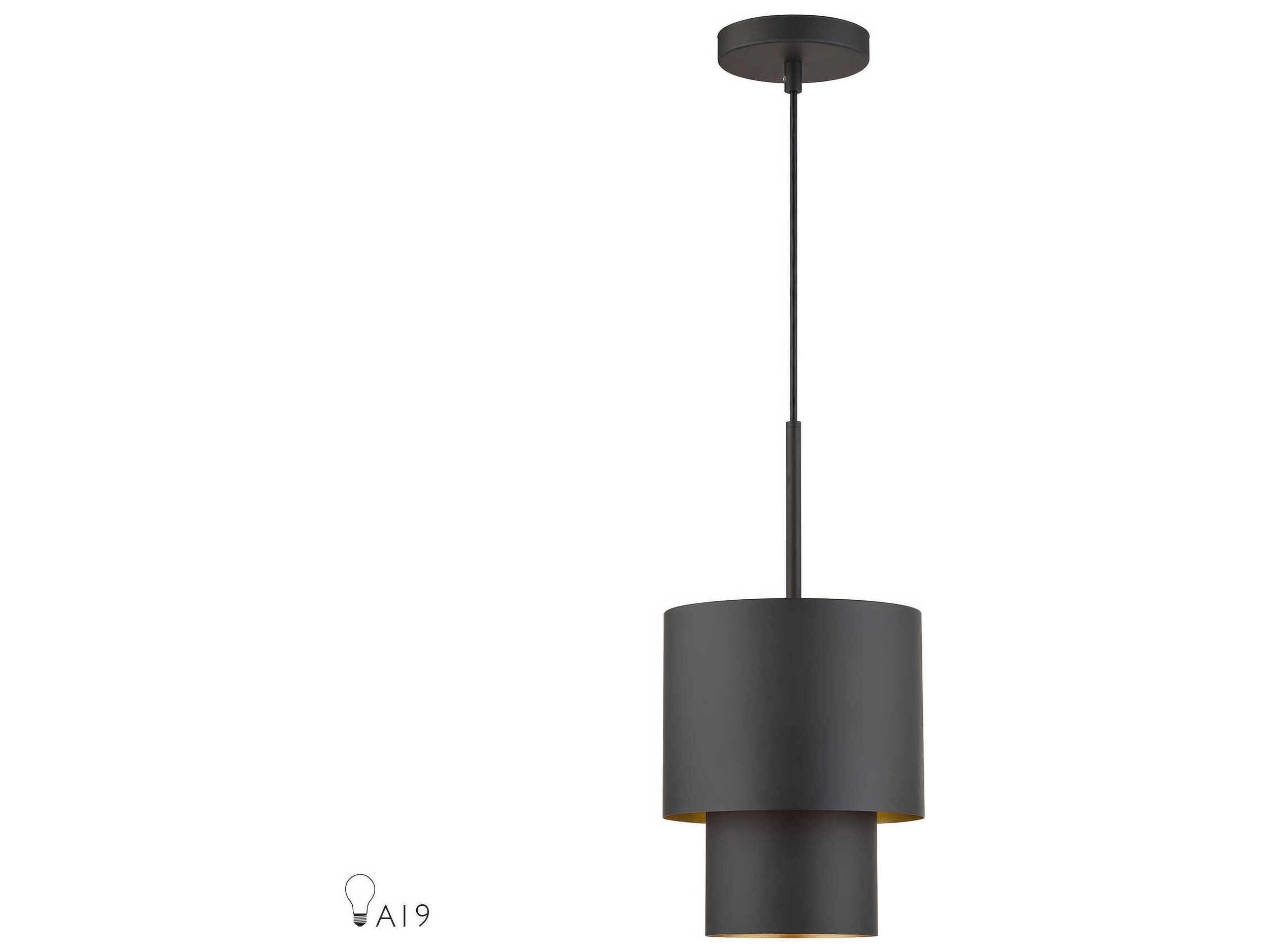 Livex Lighting Zolana 1-Light Bronze Black Drum Mini Pendant