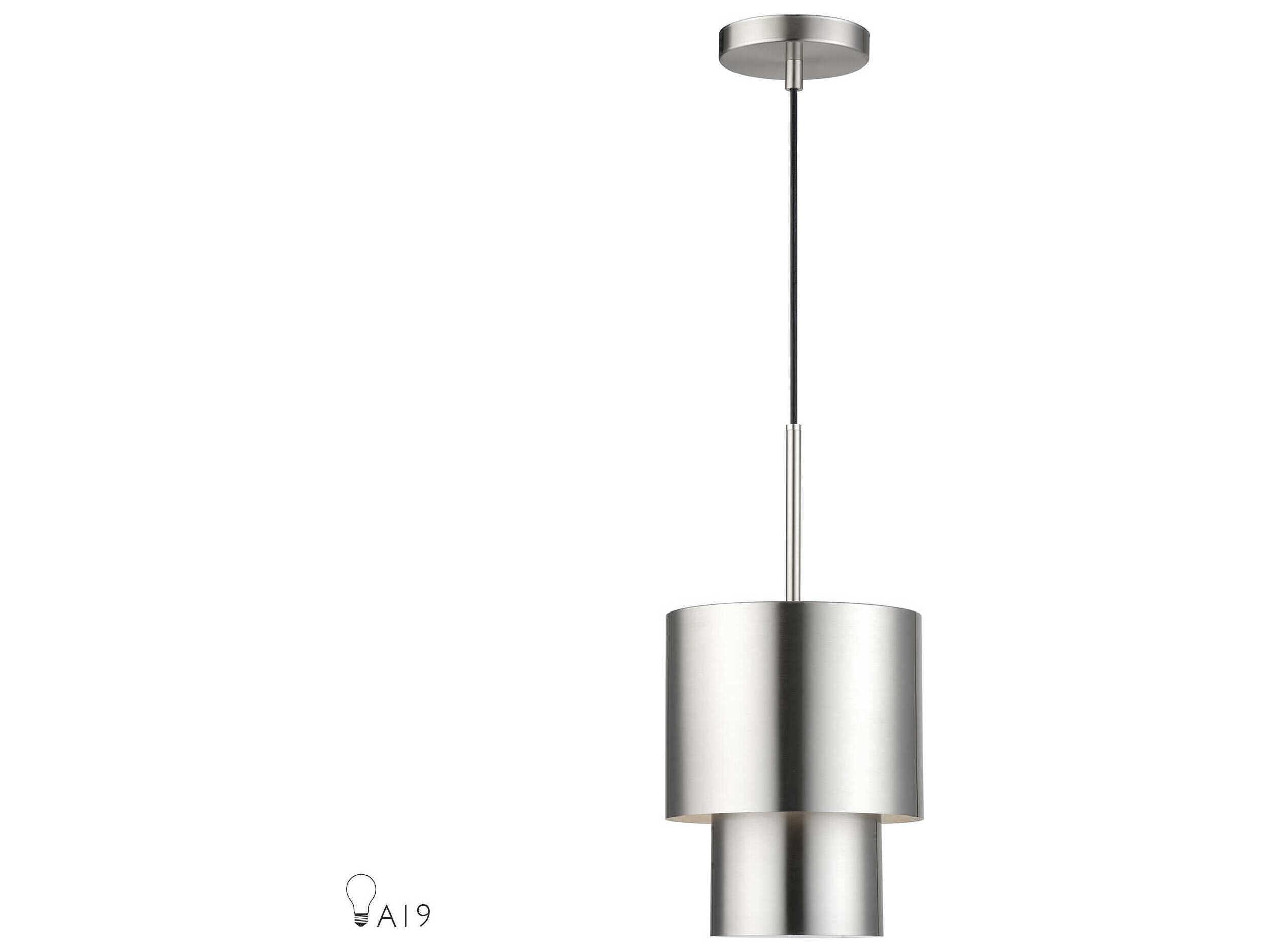 Livex Lighting Zolana 1-Light Brushed Nickel Drum Mini Pendant