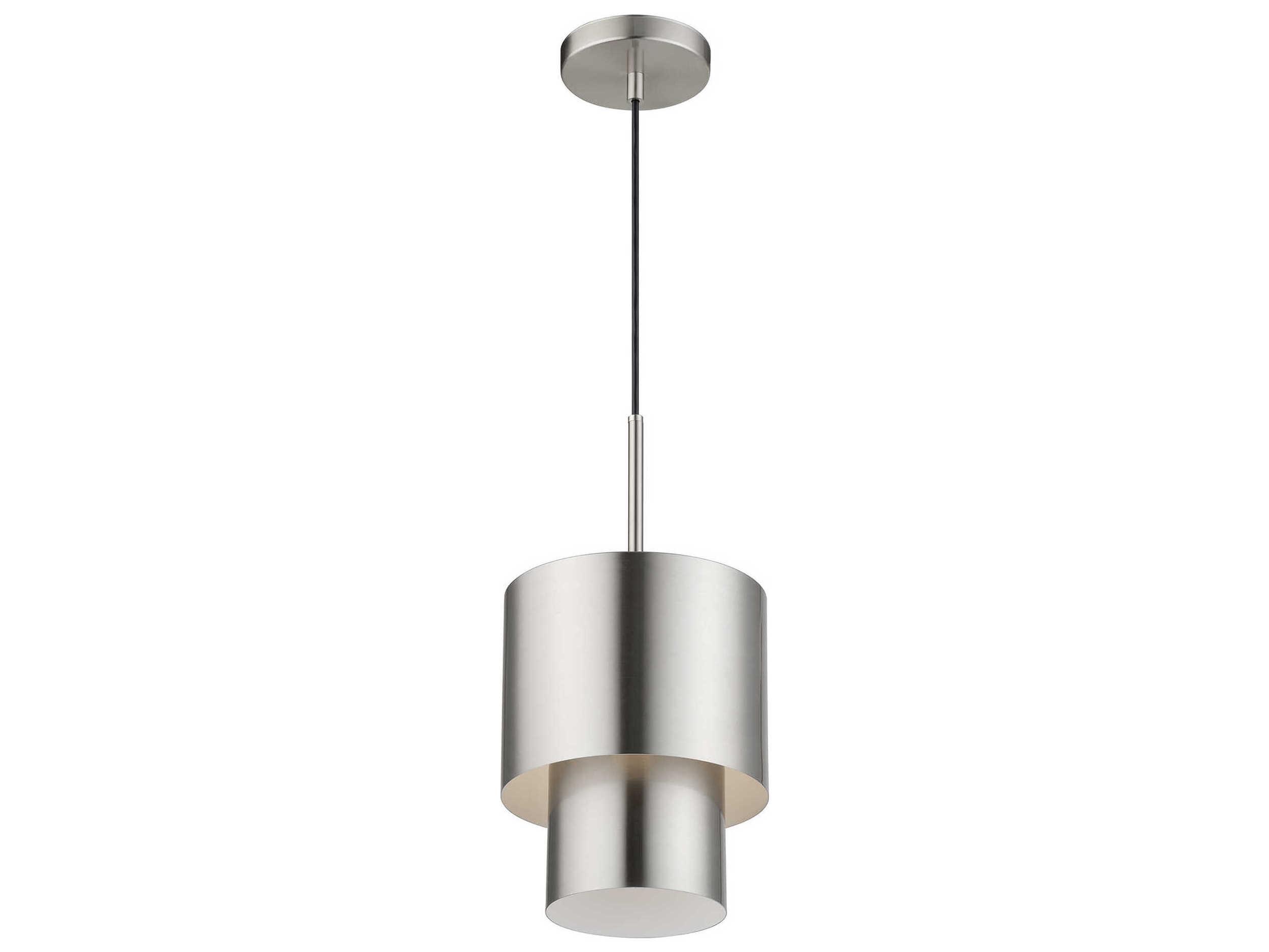 Livex Lighting Zolana 1-Light Brushed Nickel Drum Mini Pendant