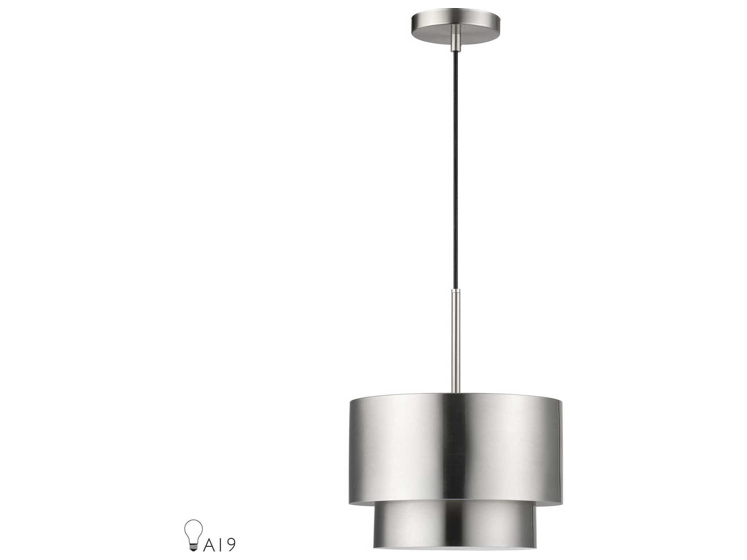 Livex Lighting Zolana 1-Light Brushed Nickel Drum Mini Pendant
