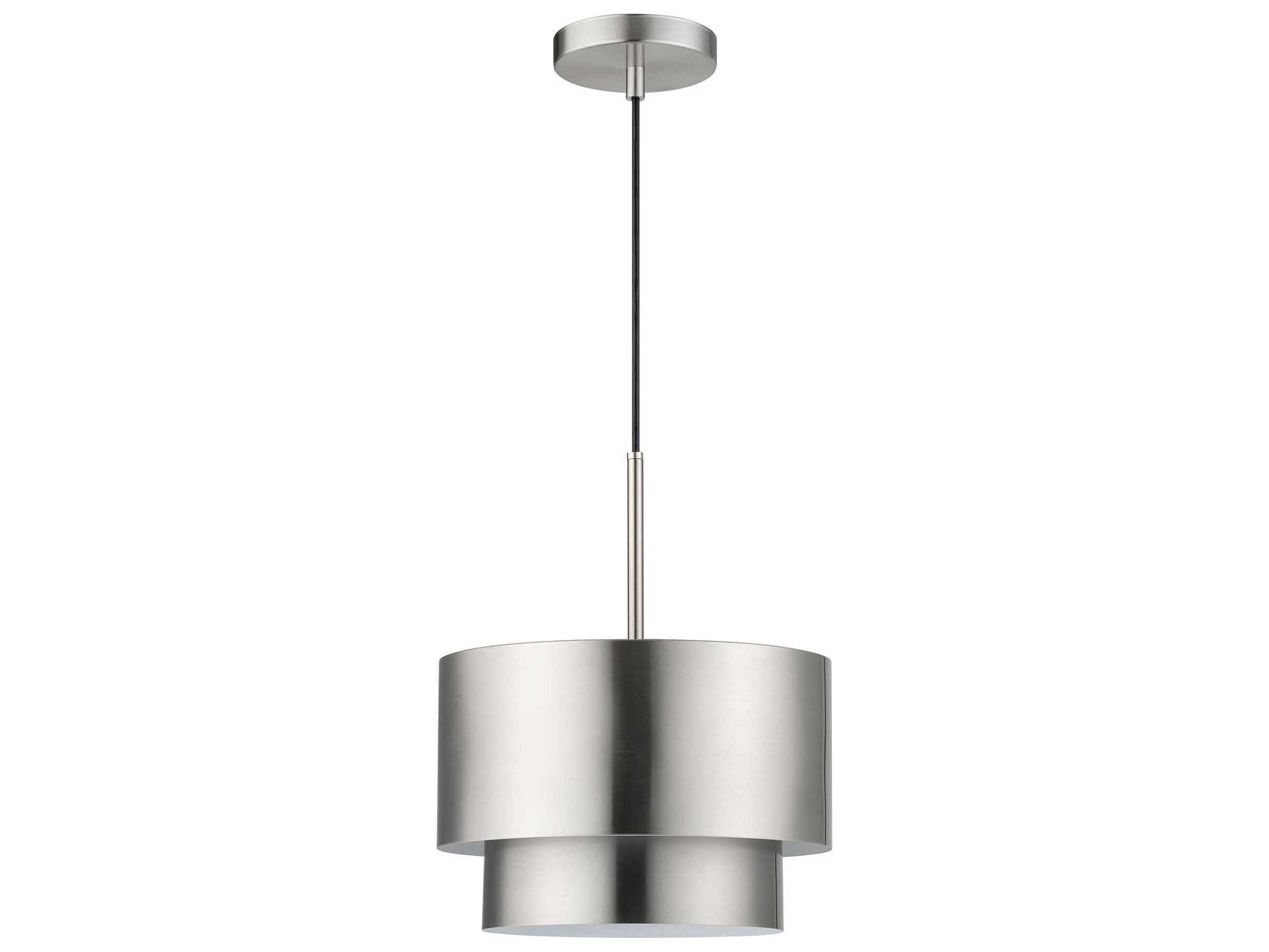 Livex Lighting Zolana 1-Light Brushed Nickel Drum Mini Pendant
