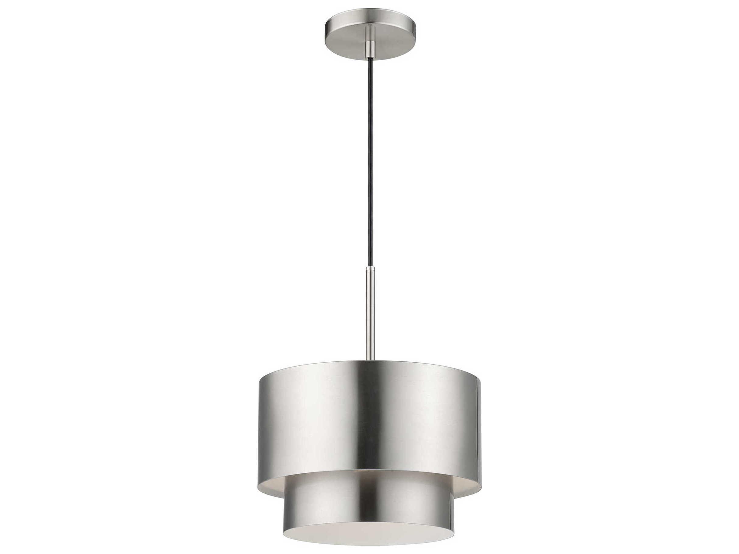 Livex Lighting Zolana 1-Light Brushed Nickel Drum Mini Pendant