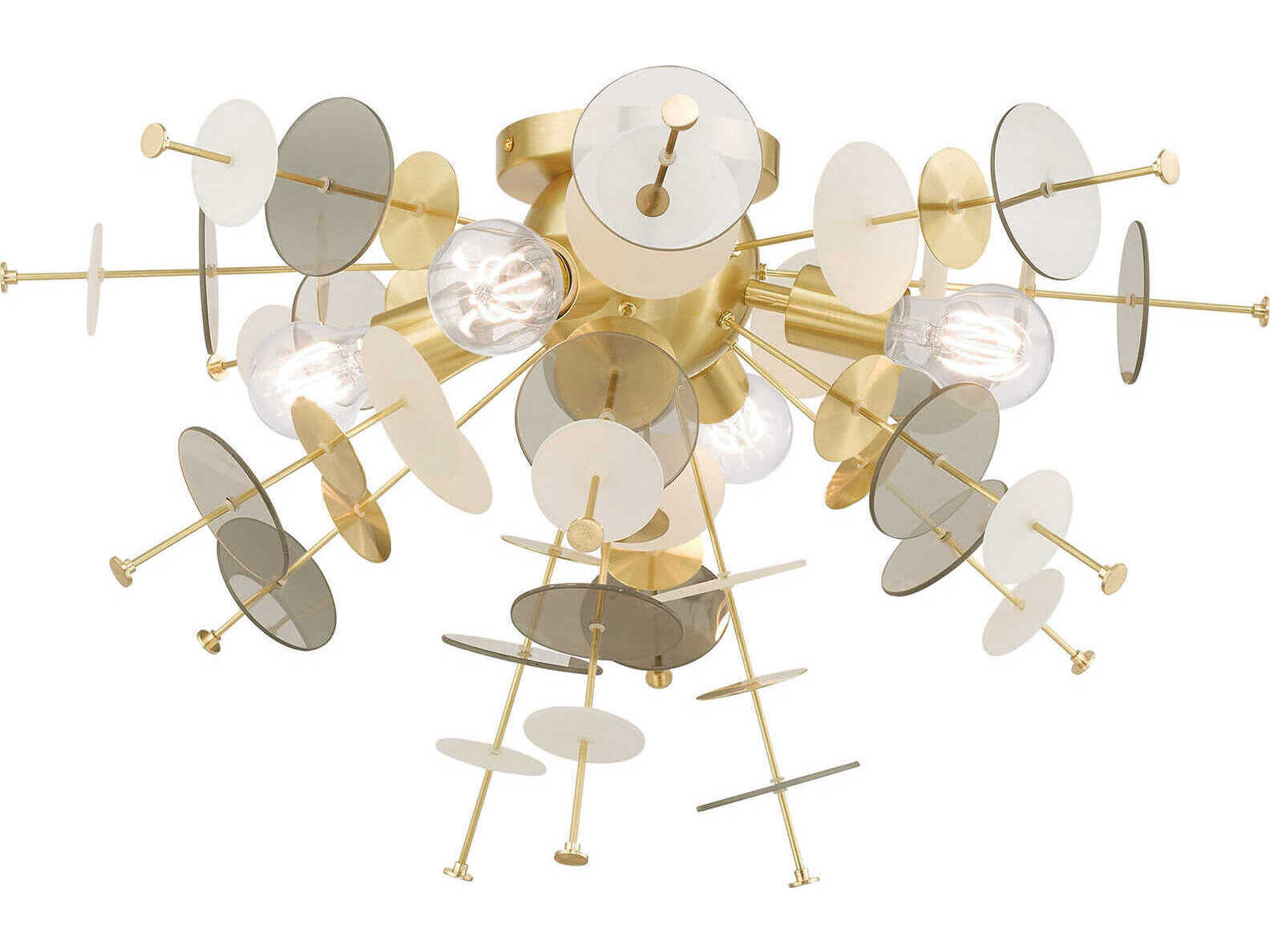 Livex Lighting Circulo 4-Light Satin Brass Glass Semi Flush Mount