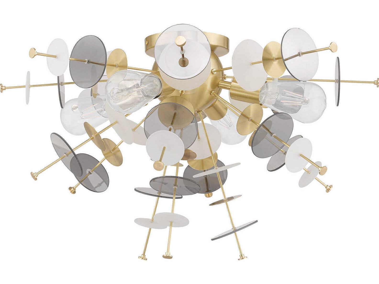 Livex Lighting Circulo 4-Light Satin Brass Glass Semi Flush Mount