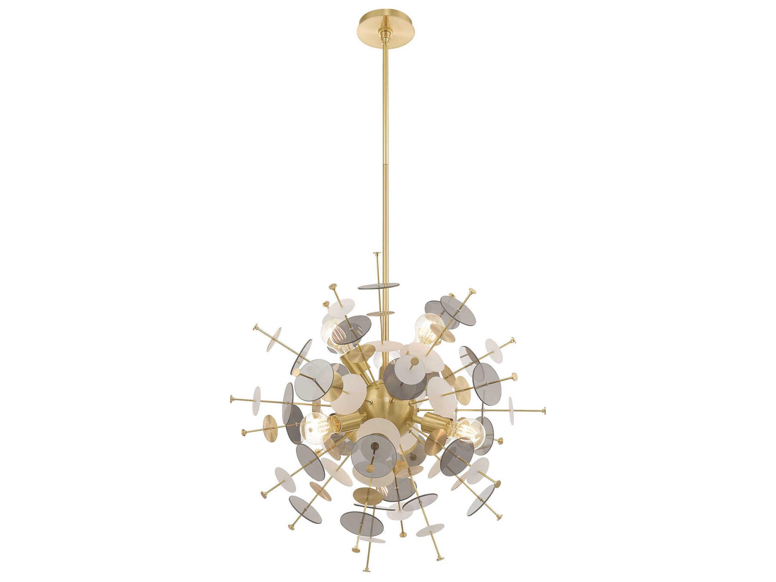 Livex Lighting Circulo 6-Light Satin Brass Glass Pendant