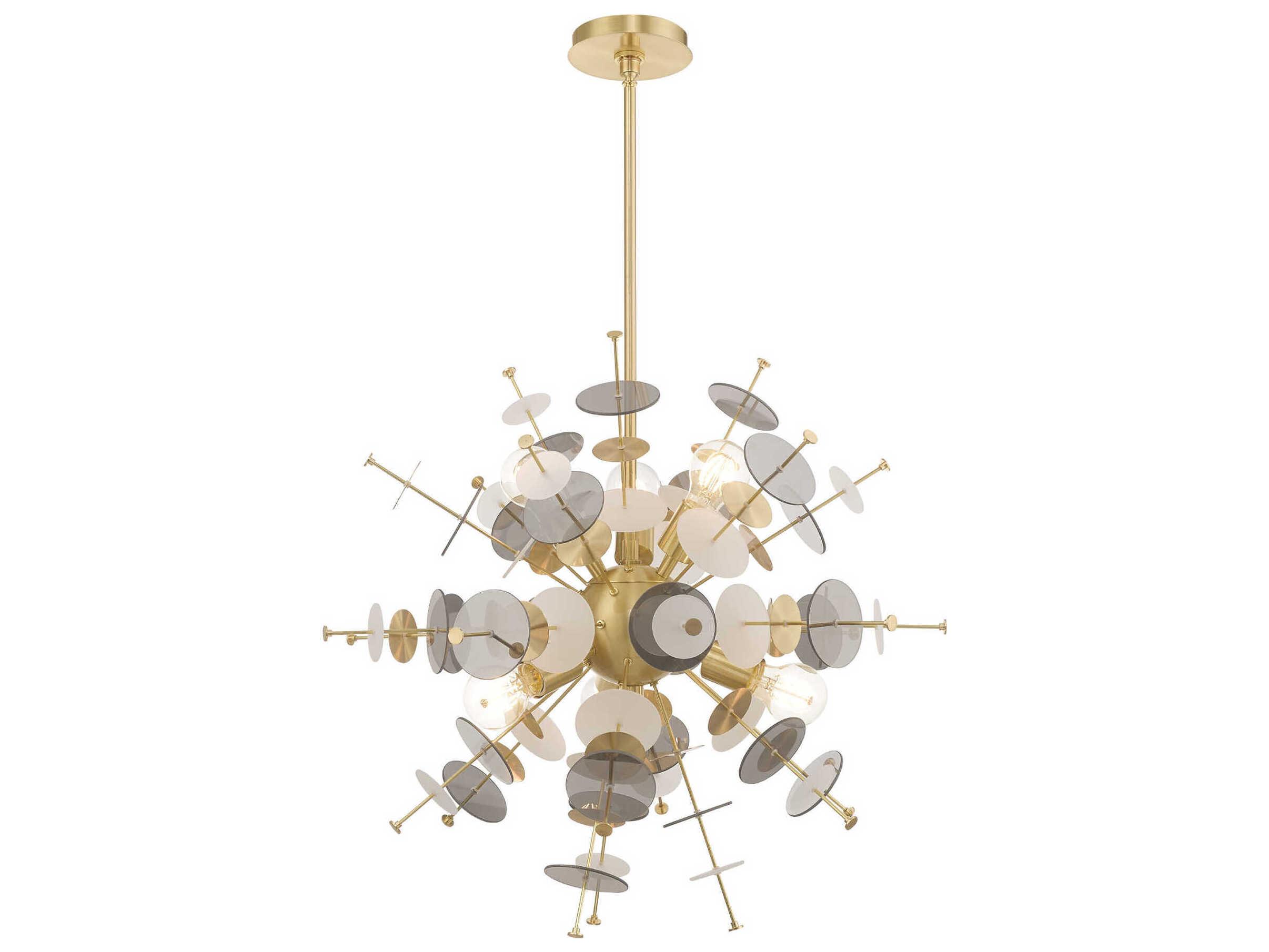Livex Lighting Circulo 6-Light Satin Brass Glass Pendant