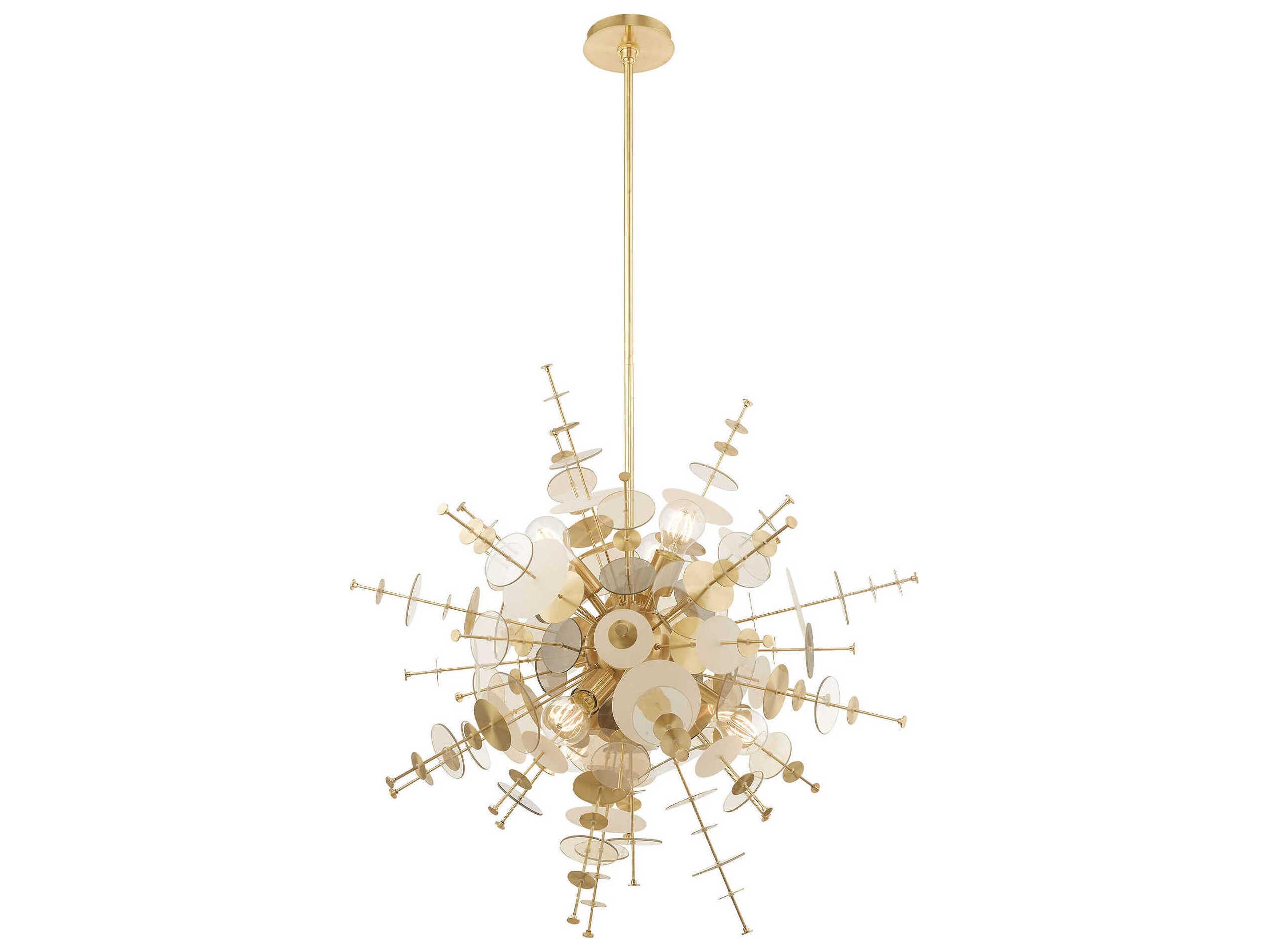 Livex Lighting Circulo 6-Light Satin Brass Glass Pendant