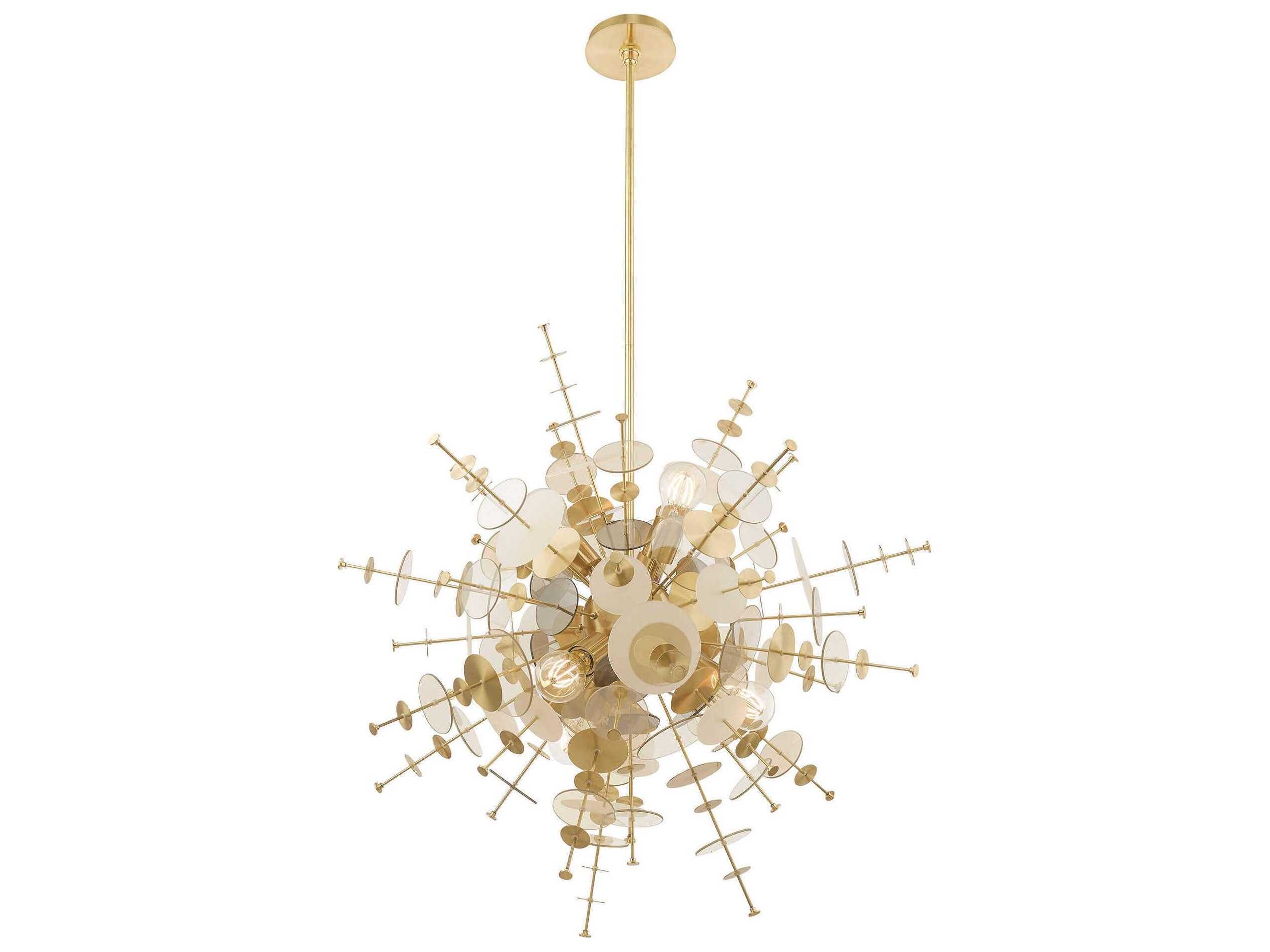 Livex Lighting Circulo 6-Light Satin Brass Glass Pendant