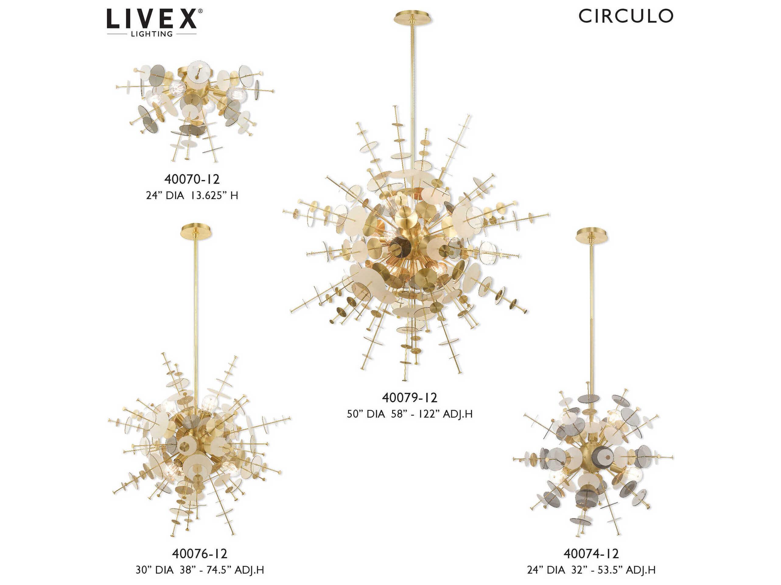 Livex Lighting Circulo 6-Light Satin Brass Glass Pendant