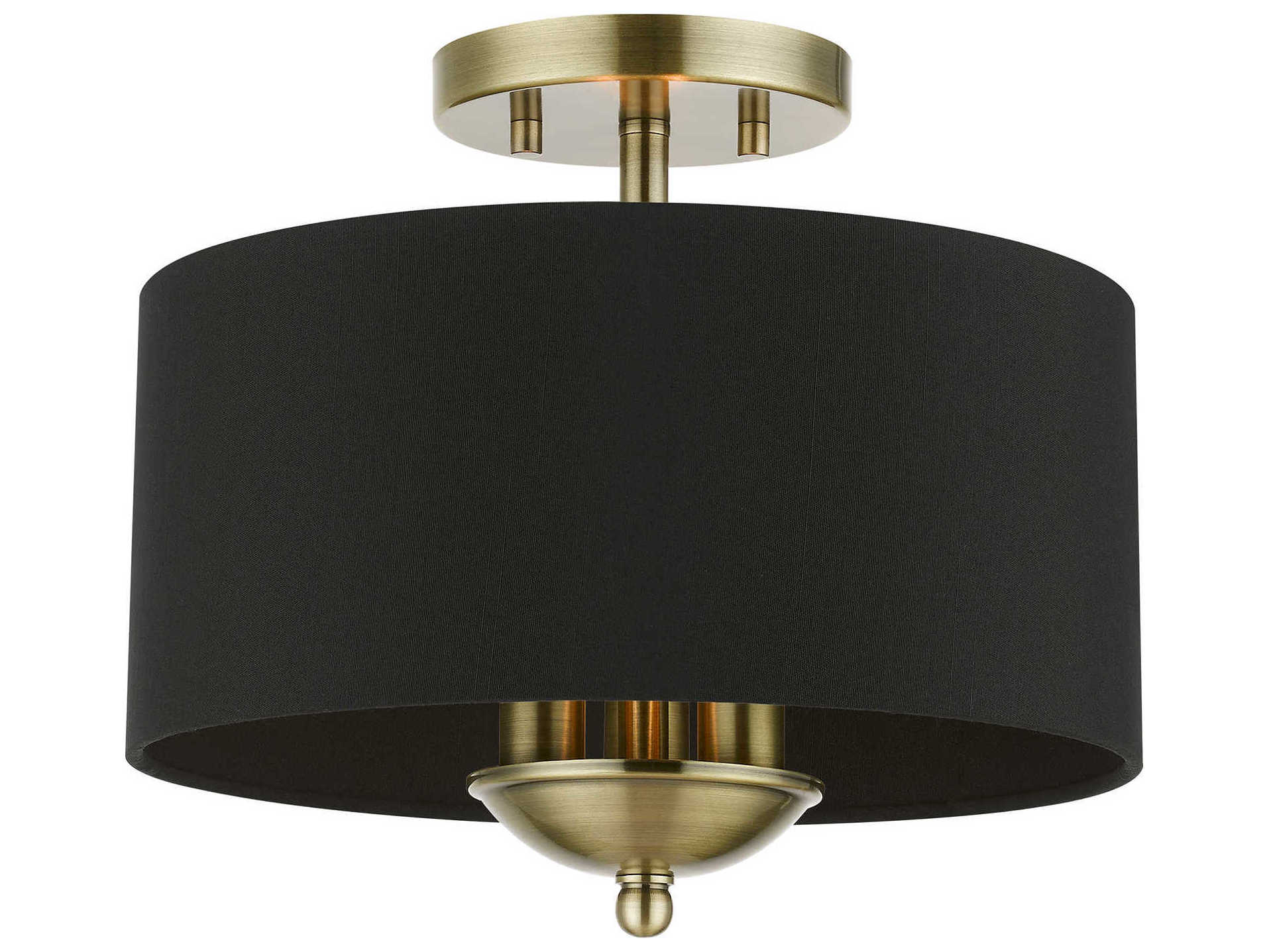 Livex Lighting Huntington 3-Light Antique Brass Drum Semi Flush Mount