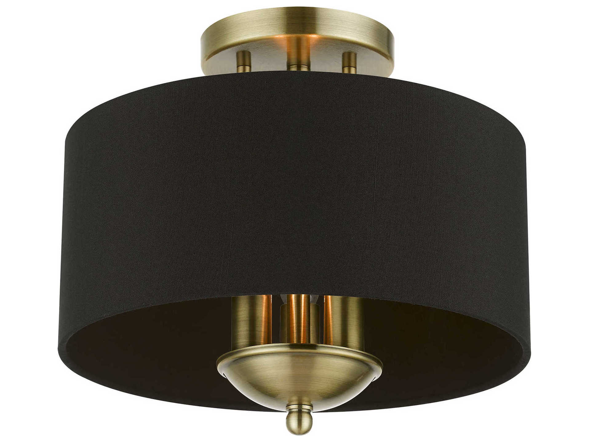 Livex Lighting Huntington 3-Light Antique Brass Drum Semi Flush Mount