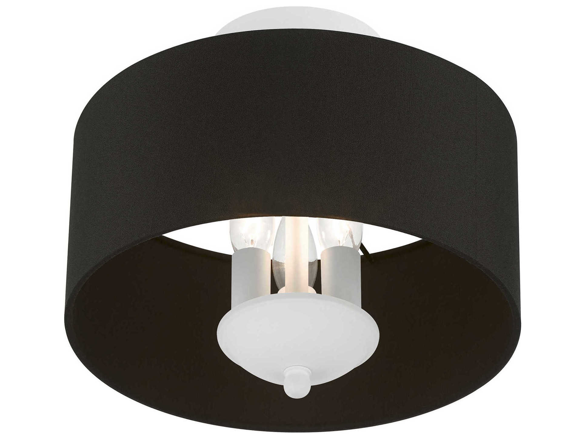 Livex Lighting Huntington 3-Light White Drum Semi Flush Mount