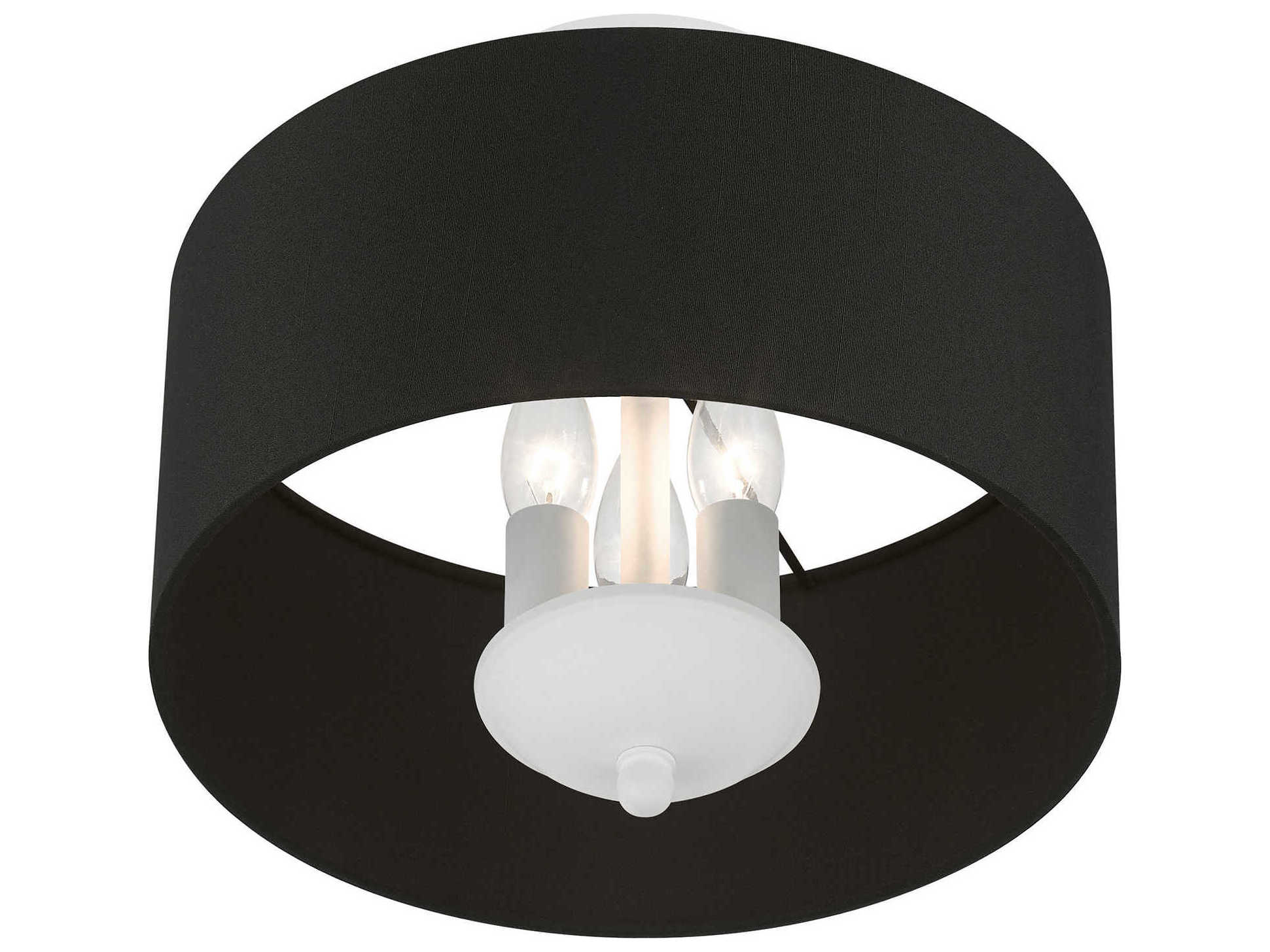 Livex Lighting Huntington 3-Light White Drum Semi Flush Mount