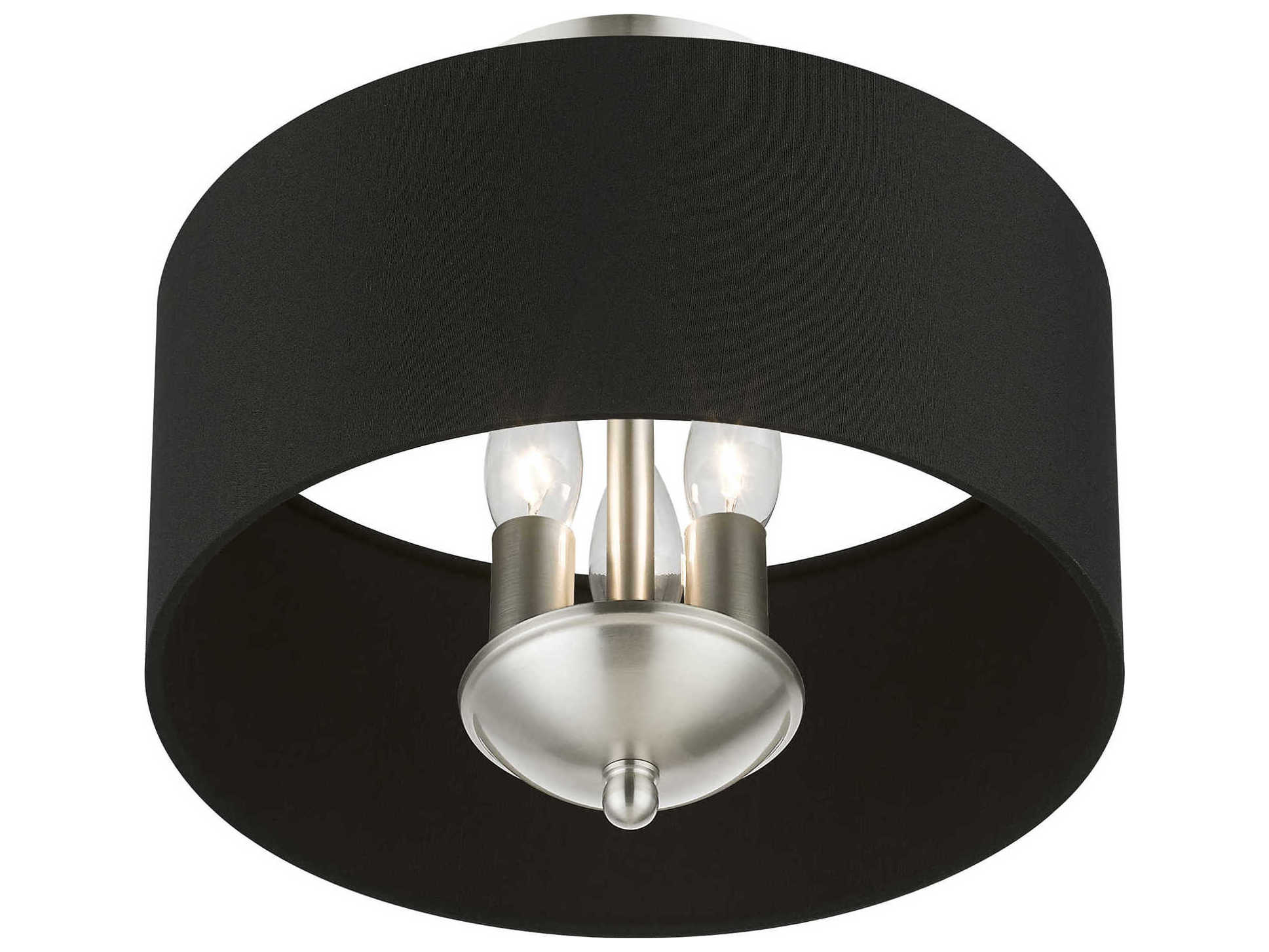 Livex Lighting Huntington 3-Light Brushed Nickel Drum Semi Flush Mount