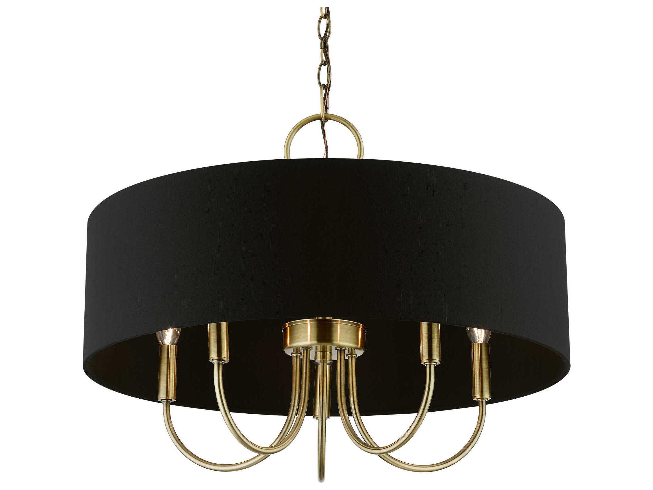 Livex Lighting Huntington 5-Light Antique Brass Drum Chandelier