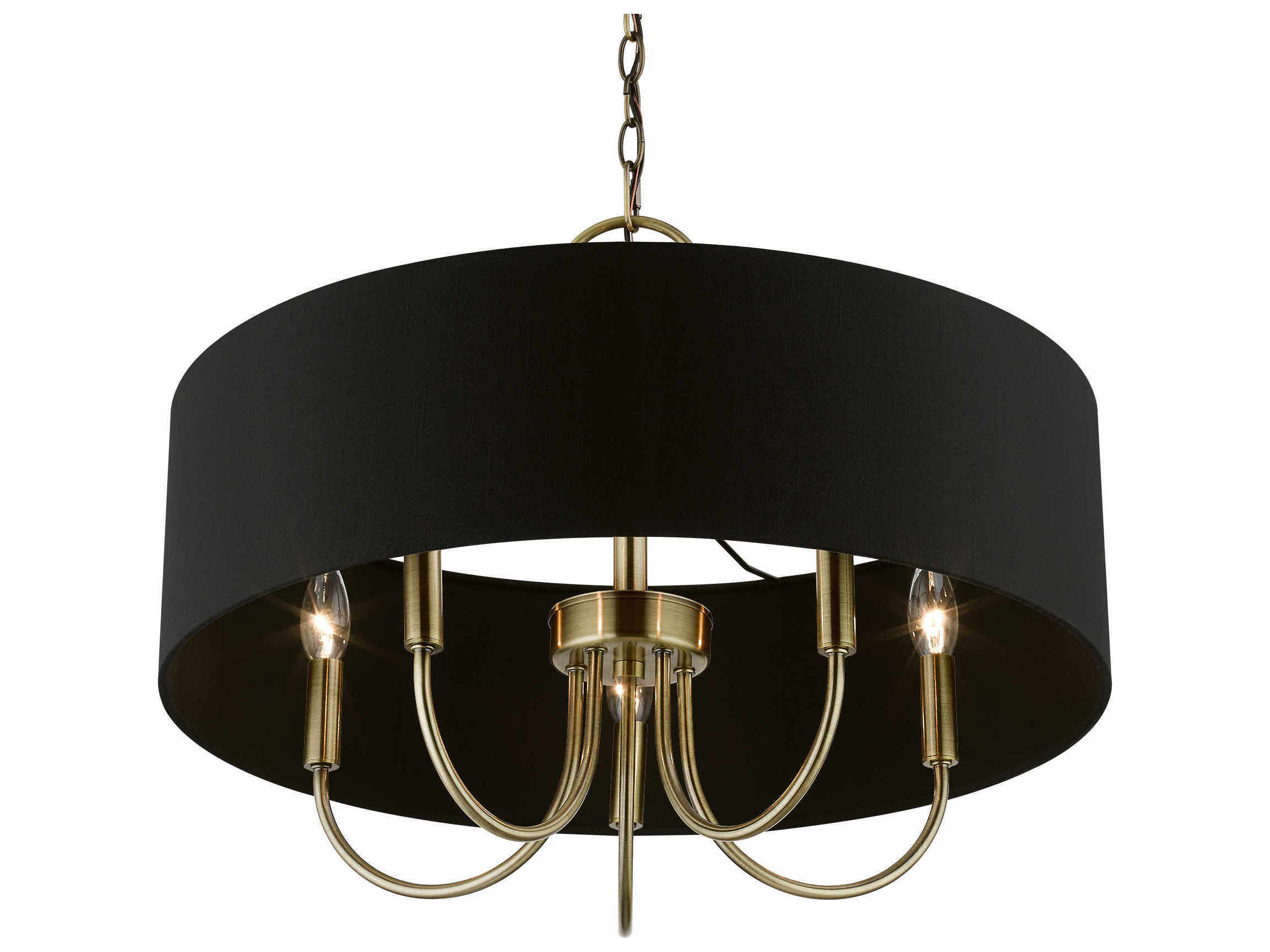 Livex Lighting Huntington 5-Light Antique Brass Drum Chandelier