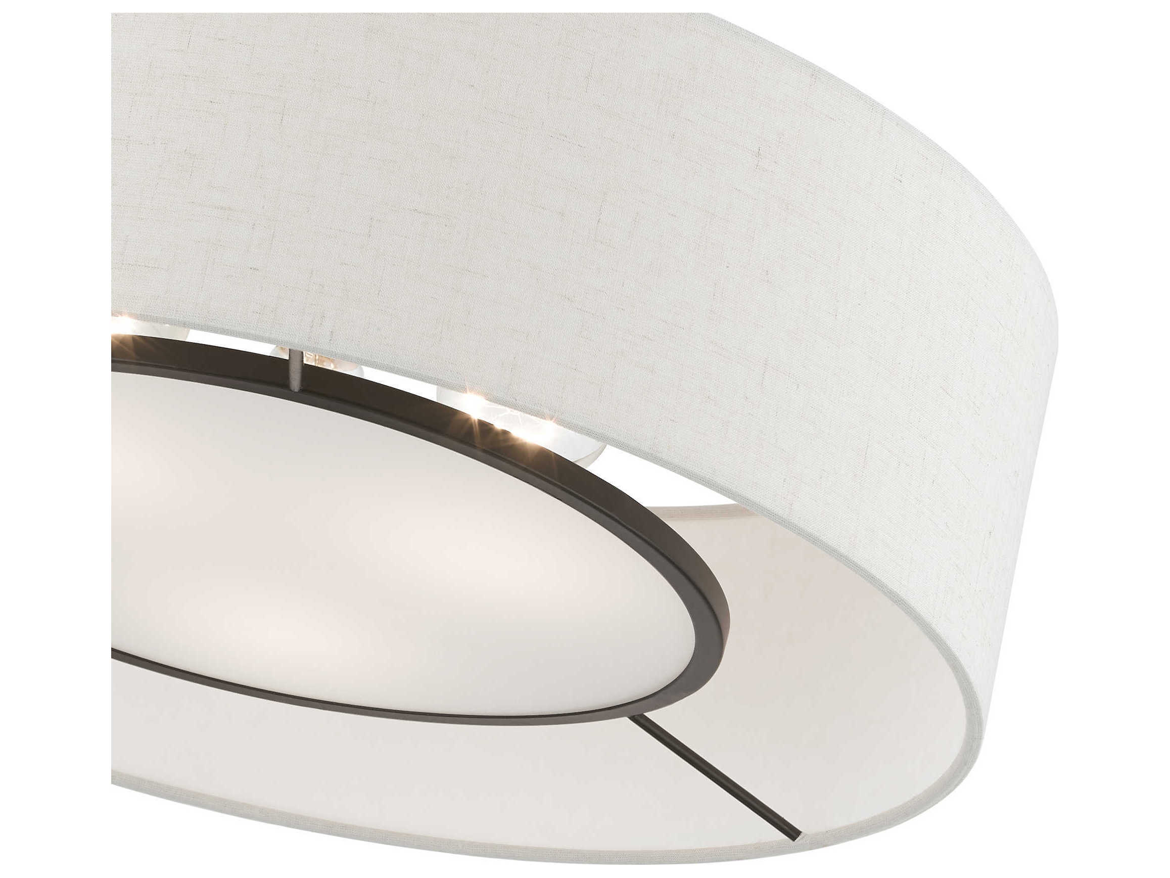 Livex Lighting Ellsworth 3-Light Brushed Nickel Shiny White Drum Semi Flush Mount