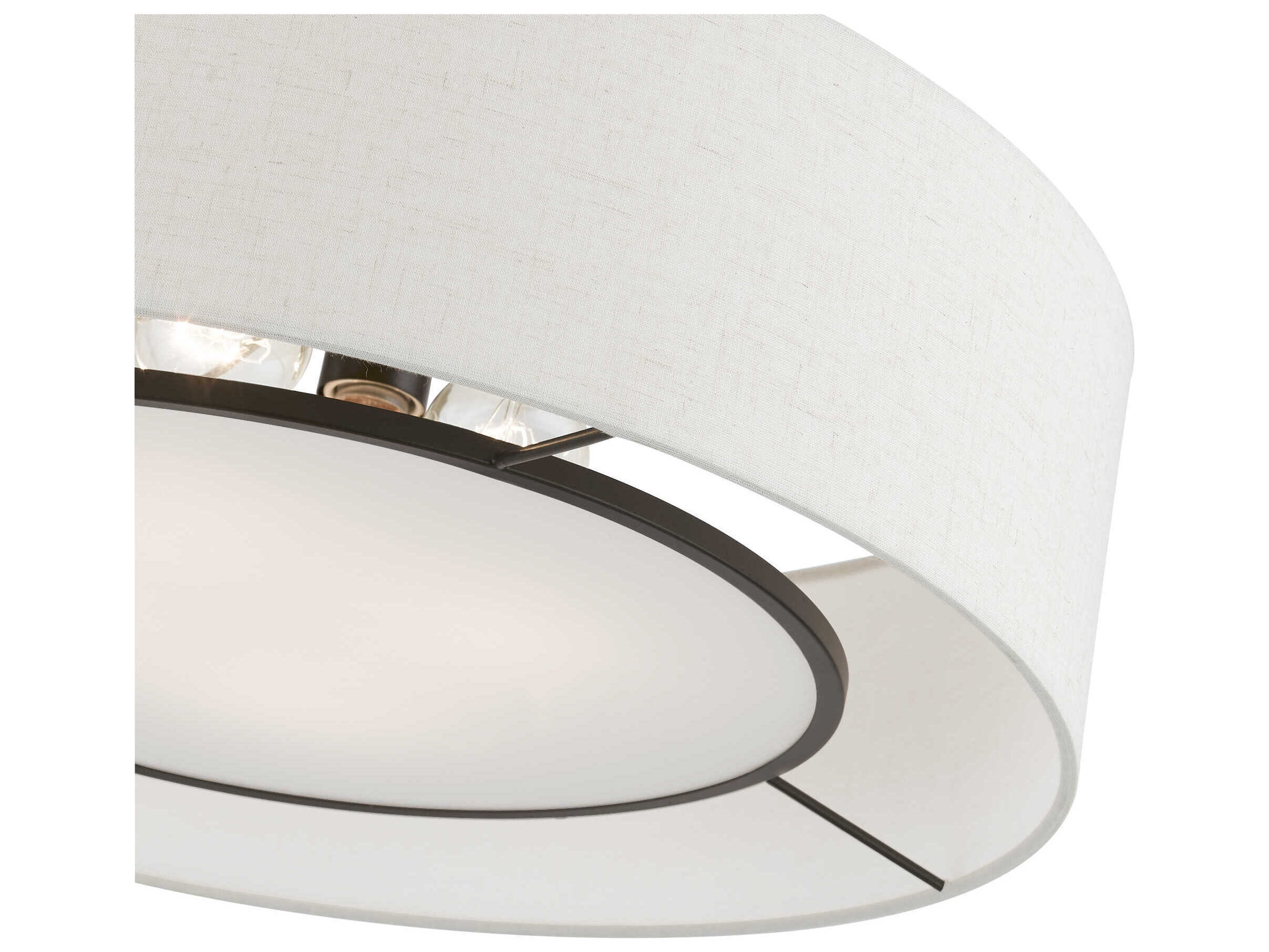 Livex Lighting Ellsworth 4-Light Brushed Nickel Shiny White Drum Semi Flush Mount