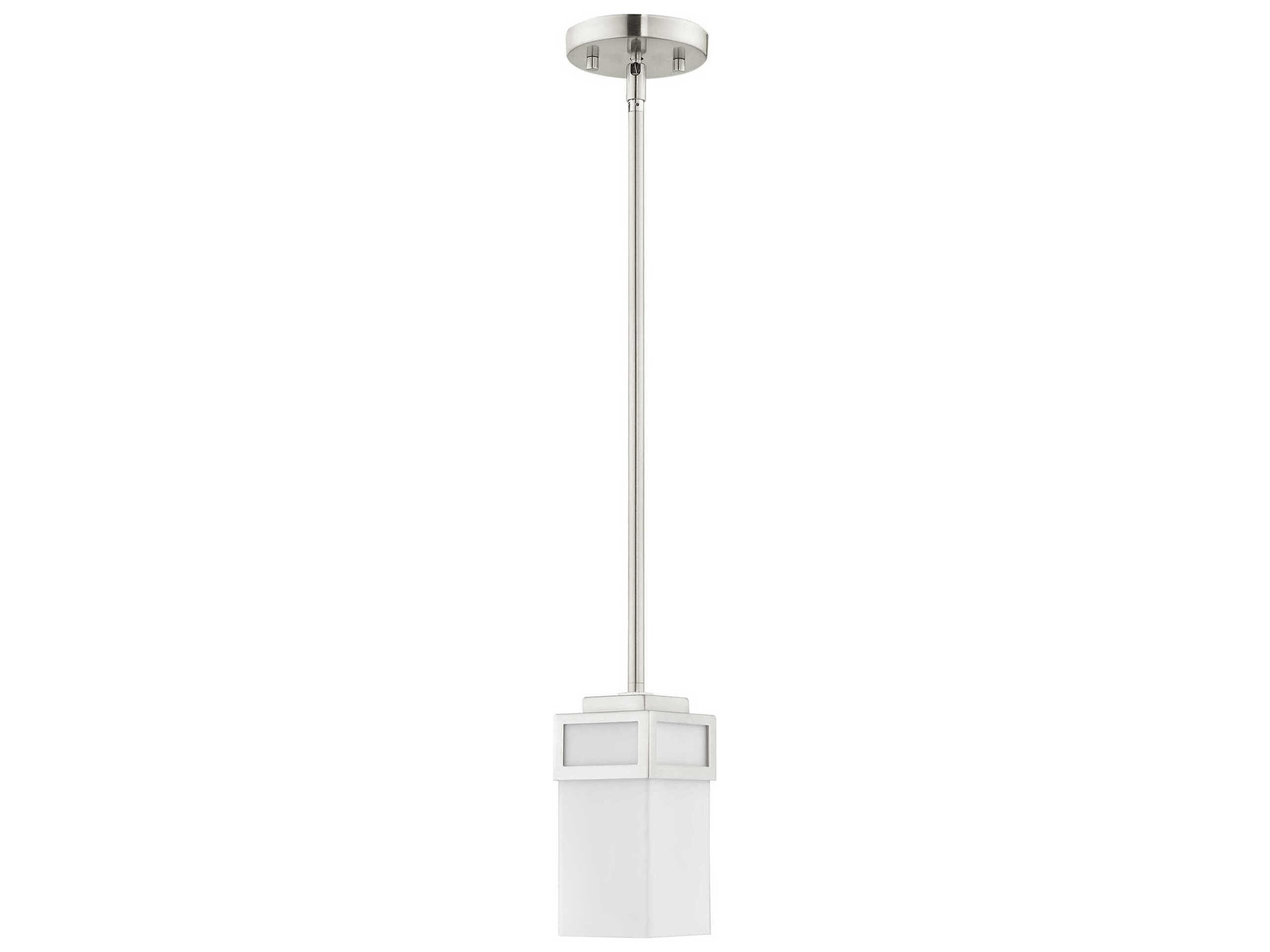 Livex Lighting Harding 1-Light Brushed Nickel Glass Cylinder Mini Pendant
