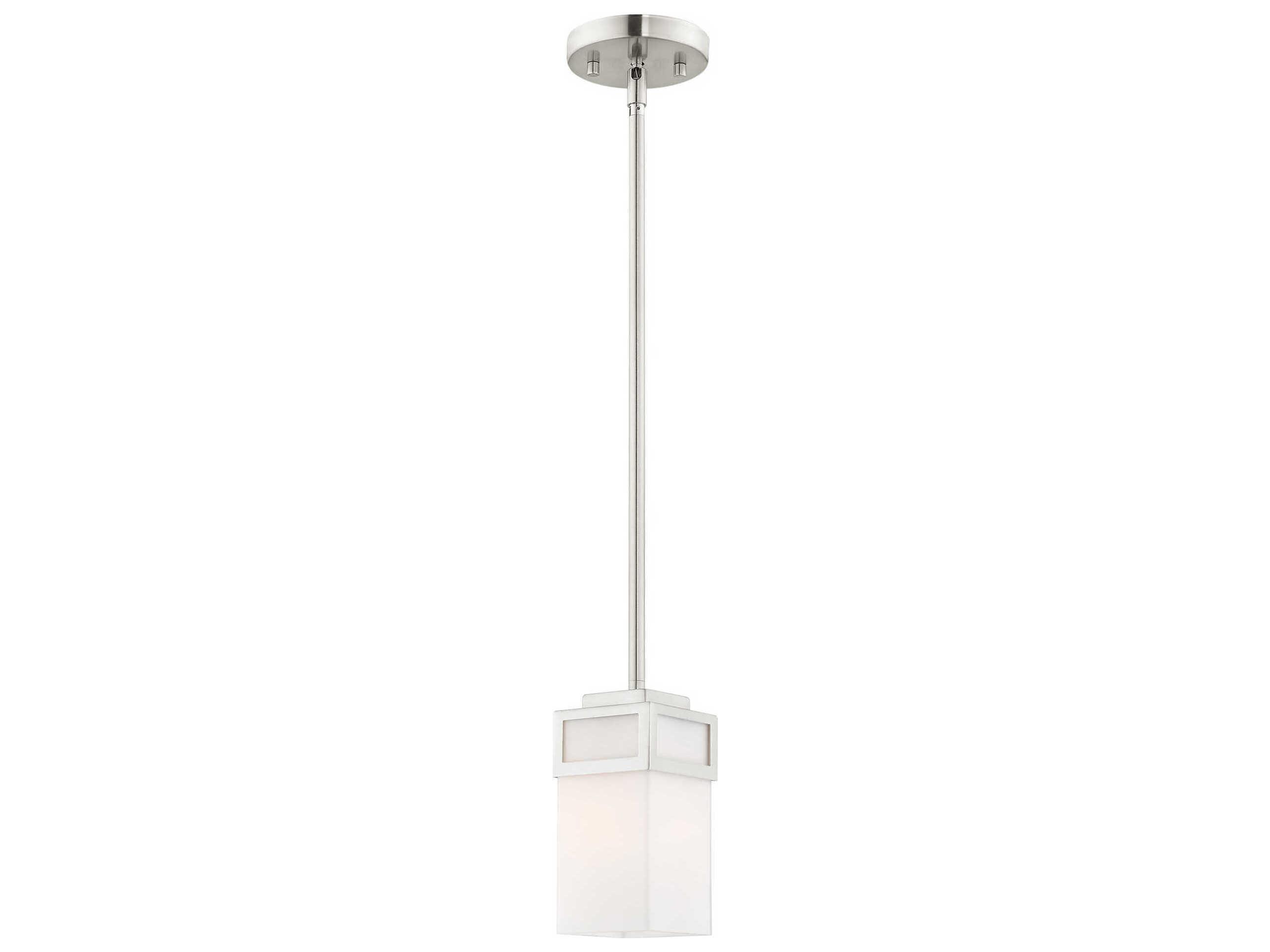 Livex Lighting Harding 1-Light Brushed Nickel Glass Cylinder Mini Pendant