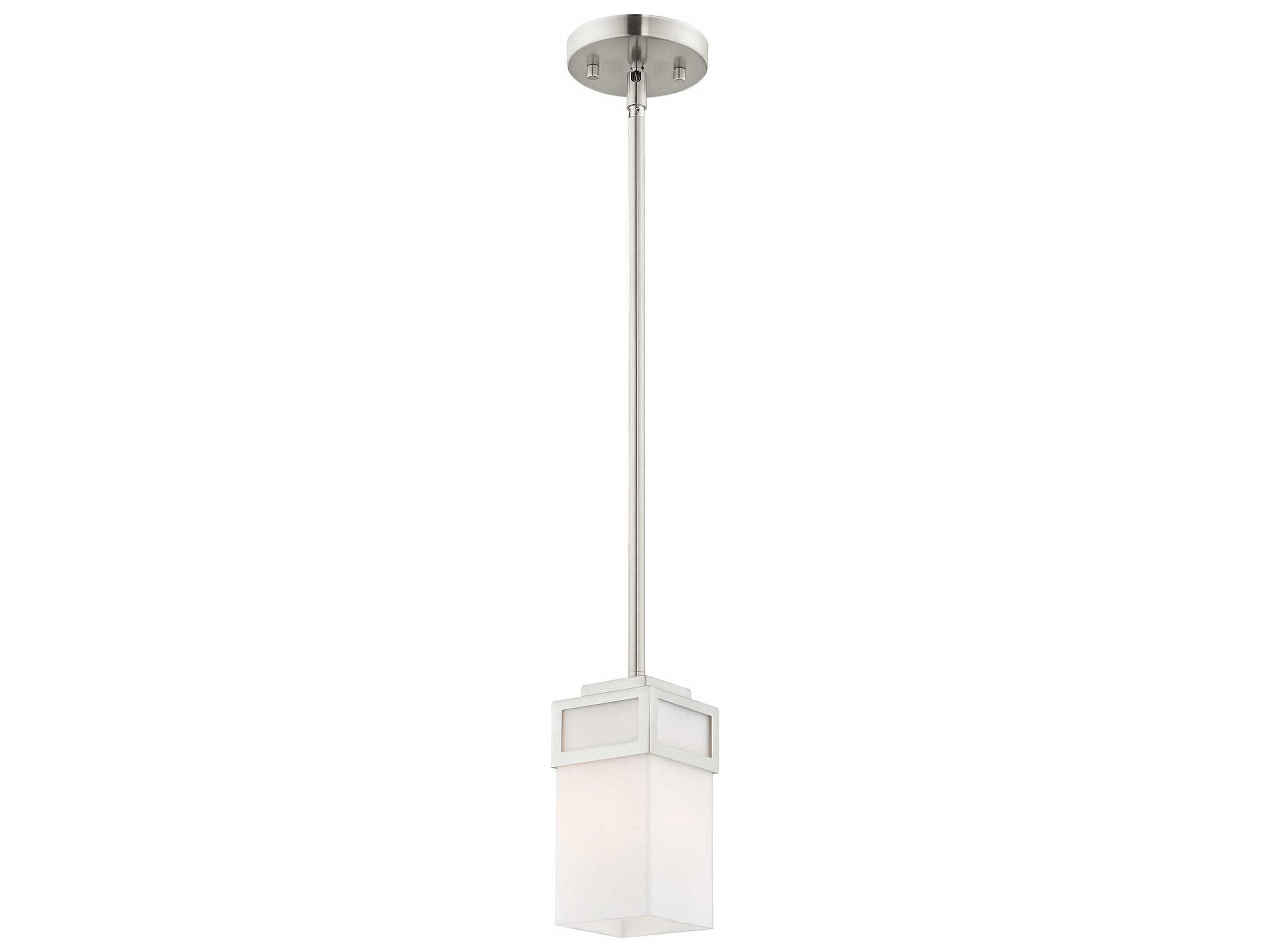 Livex Lighting Harding 1-Light Brushed Nickel Glass Cylinder Mini Pendant