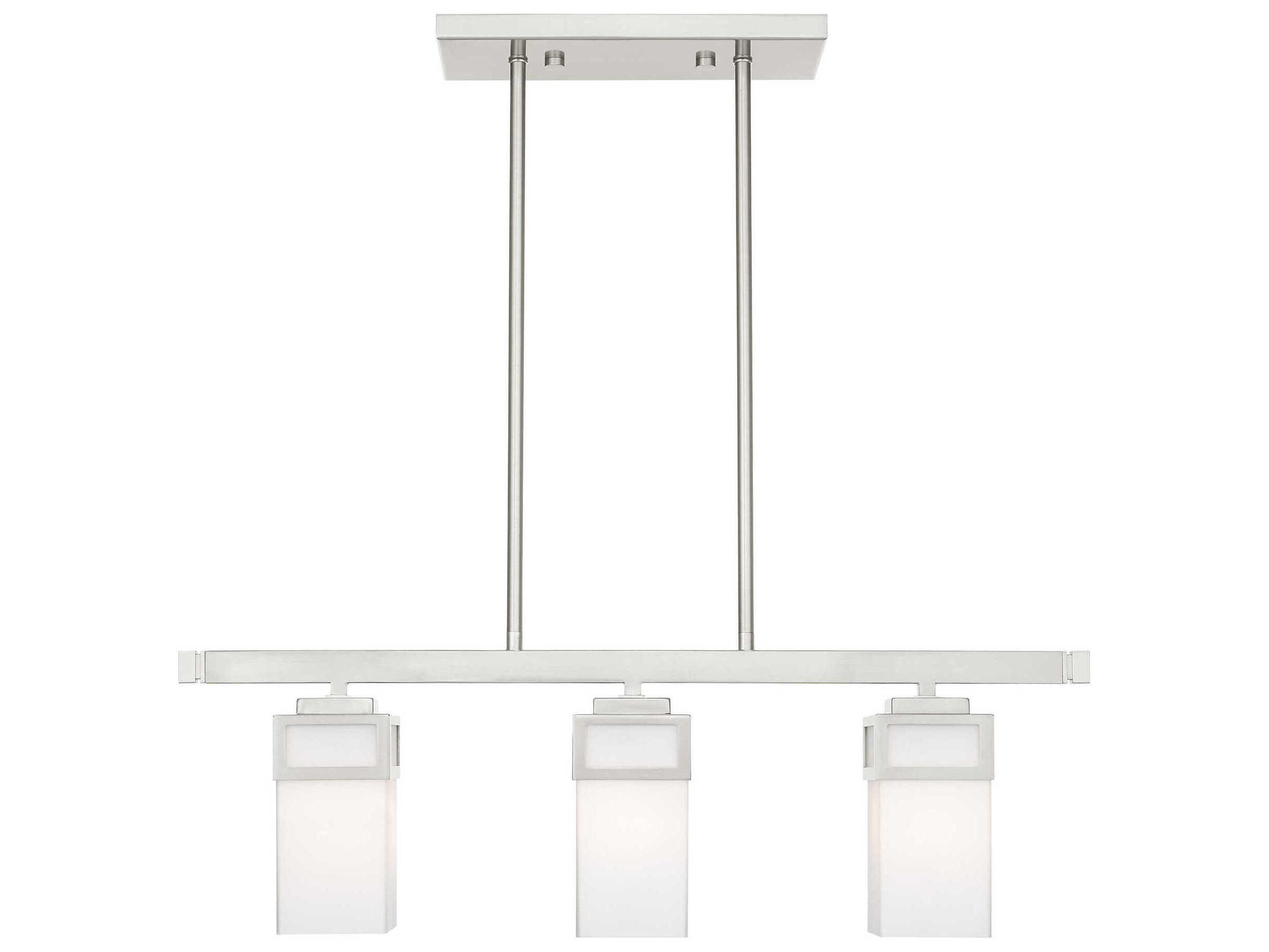 Livex Lighting Harding 3-Light Brushed Nickel Glass Island Pendant