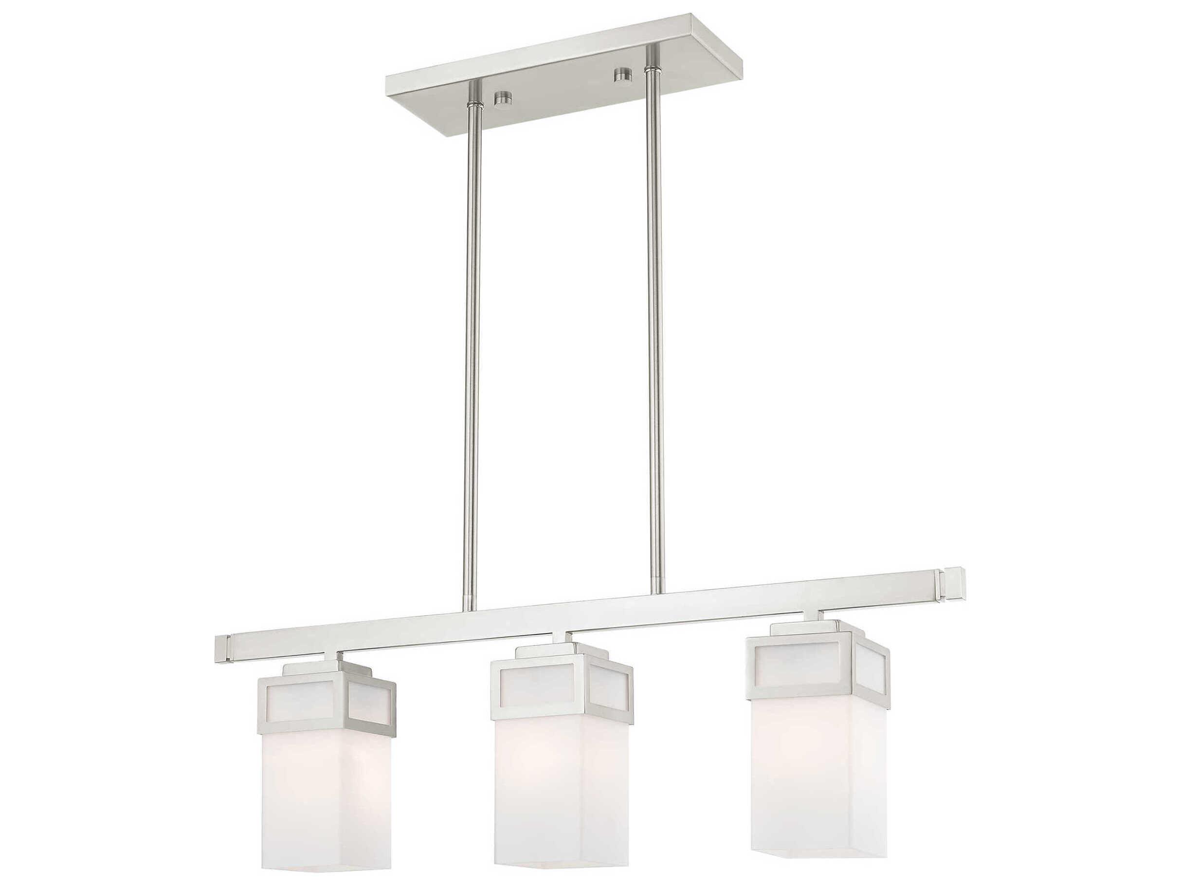 Livex Lighting Harding 3-Light Brushed Nickel Glass Island Pendant