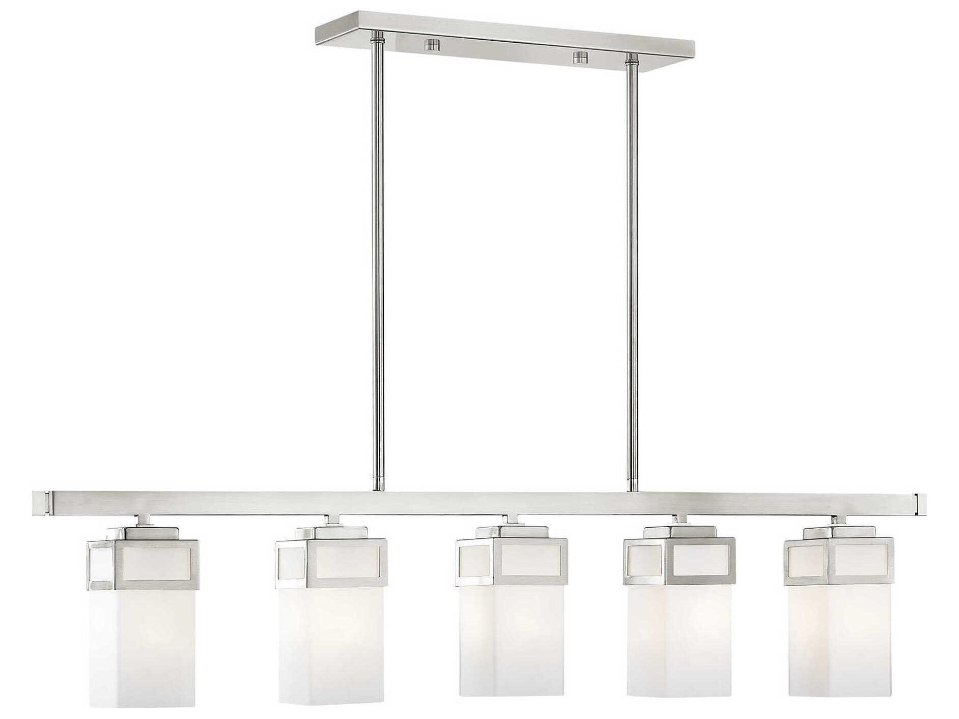 Livex Lighting Harding 5-Light Brushed Nickel Glass Island Pendant