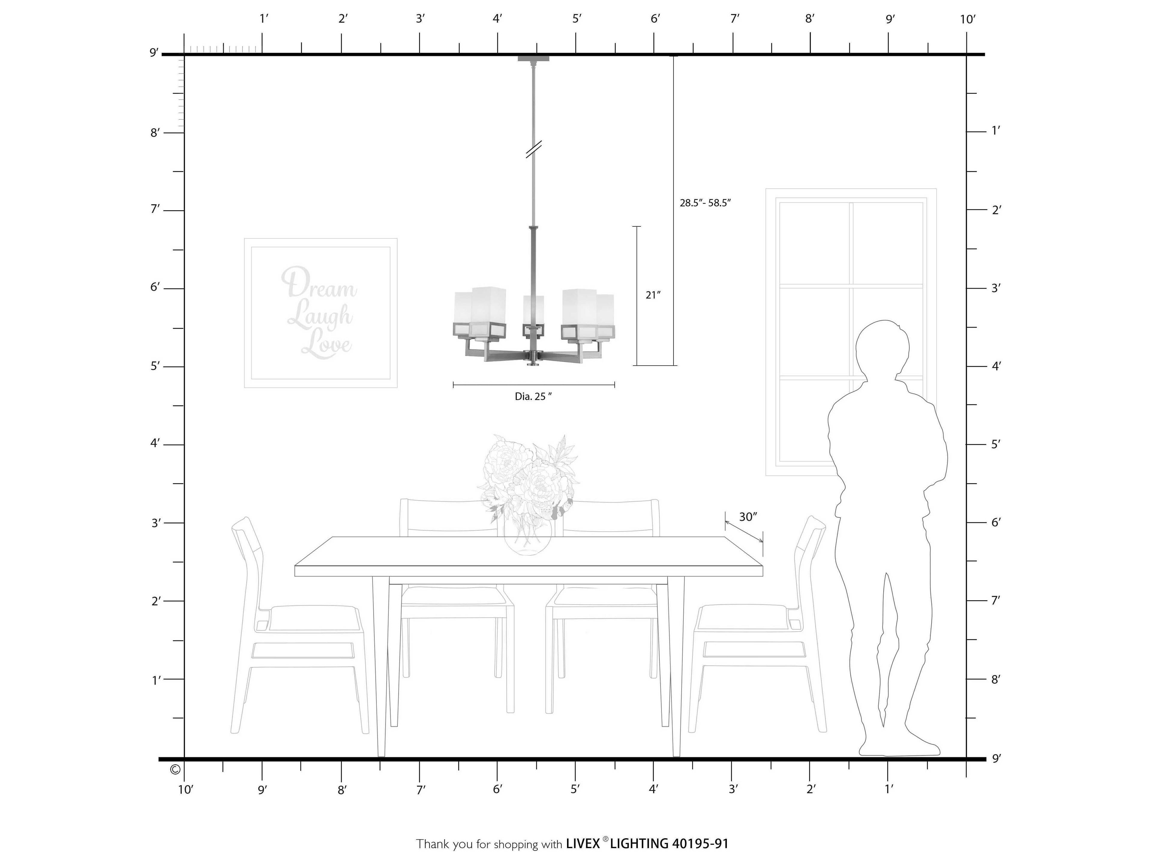 Livex Lighting Harding 5-Light Brushed Nickel Glass Cylinder Chandelier