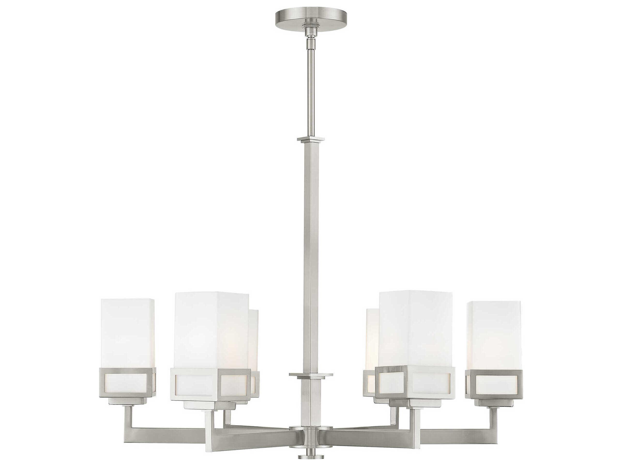 Livex Lighting Harding 6-Light Brushed Nickel Glass Cylinder Chandelier