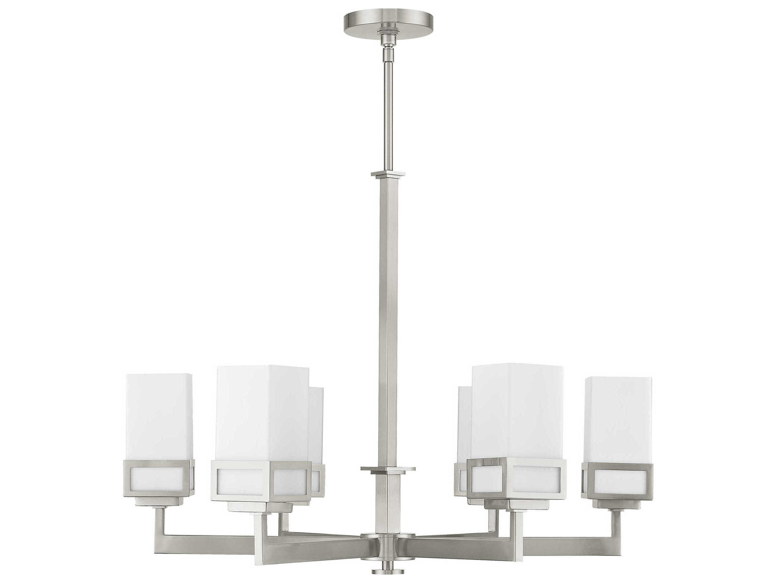 Livex Lighting Harding 6-Light Brushed Nickel Glass Cylinder Chandelier