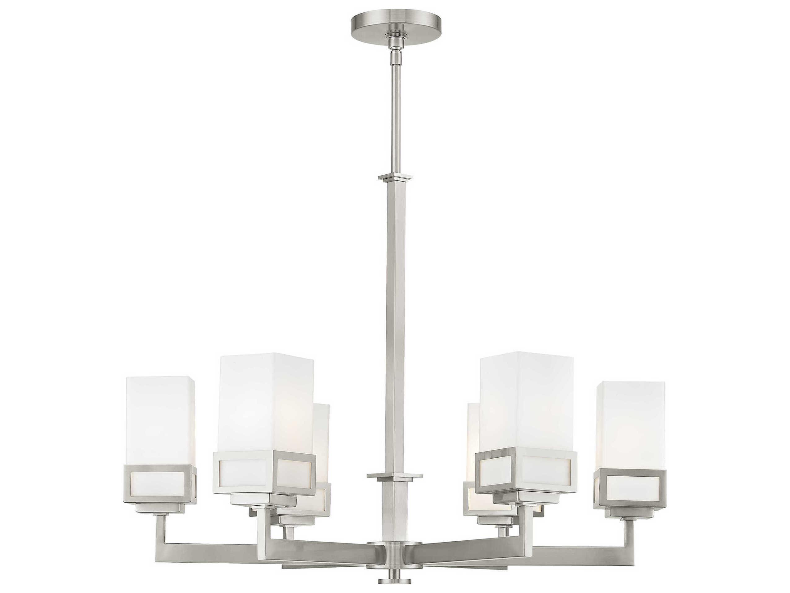 Livex Lighting Harding 6-Light Brushed Nickel Glass Cylinder Chandelier