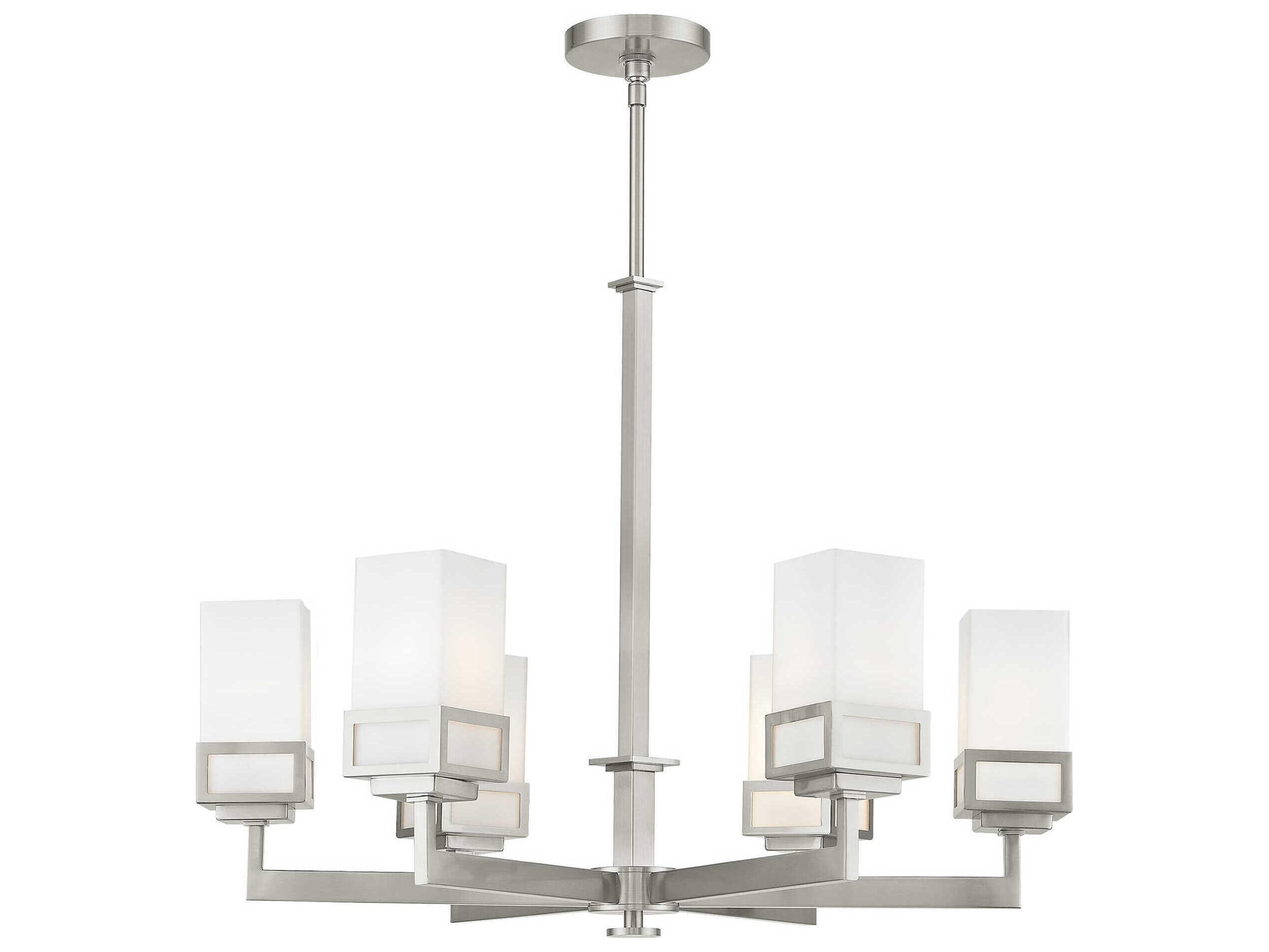 Livex Lighting Harding 6-Light Brushed Nickel Glass Cylinder Chandelier