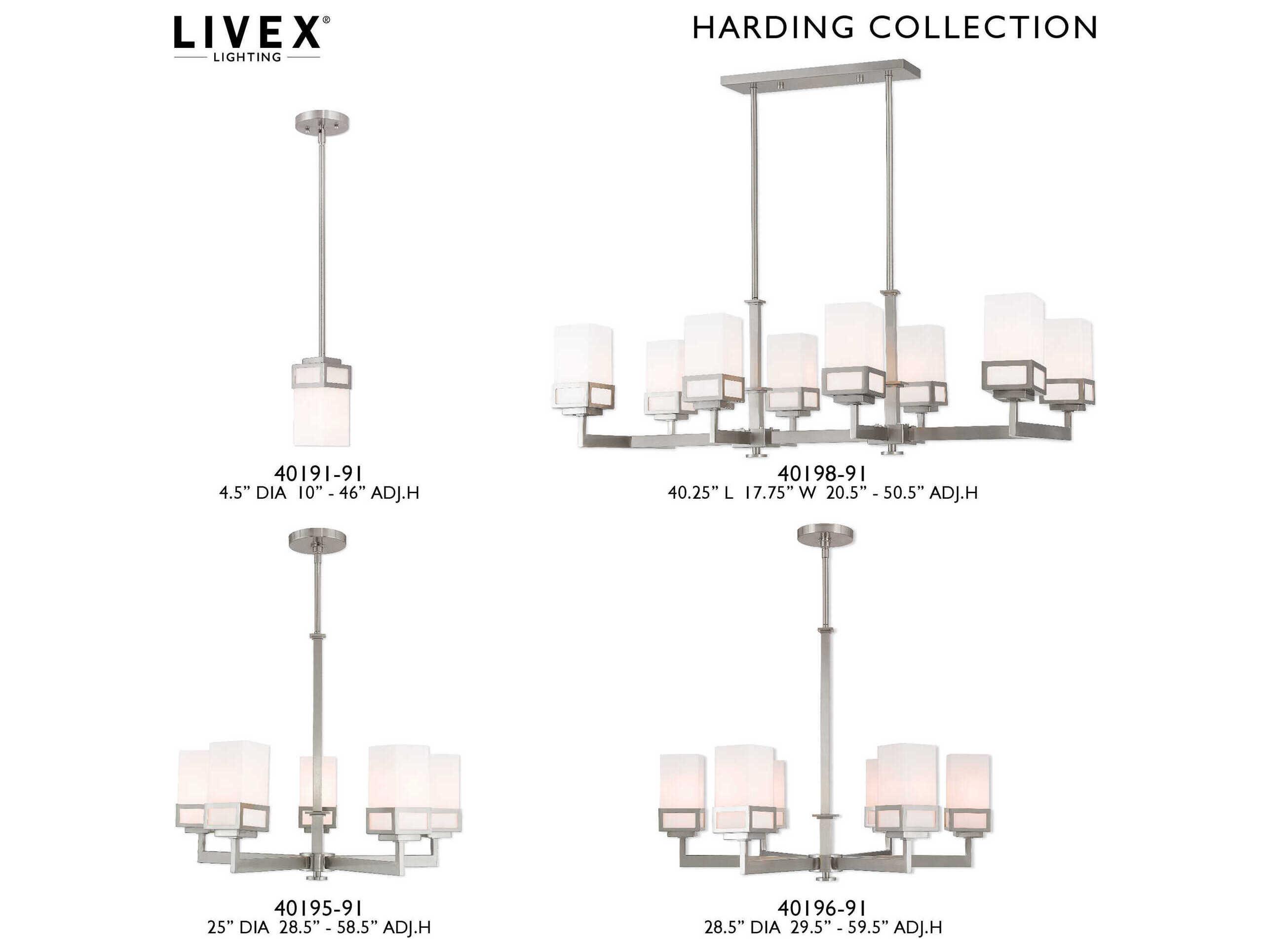 Livex Lighting Harding 6-Light Brushed Nickel Glass Cylinder Chandelier