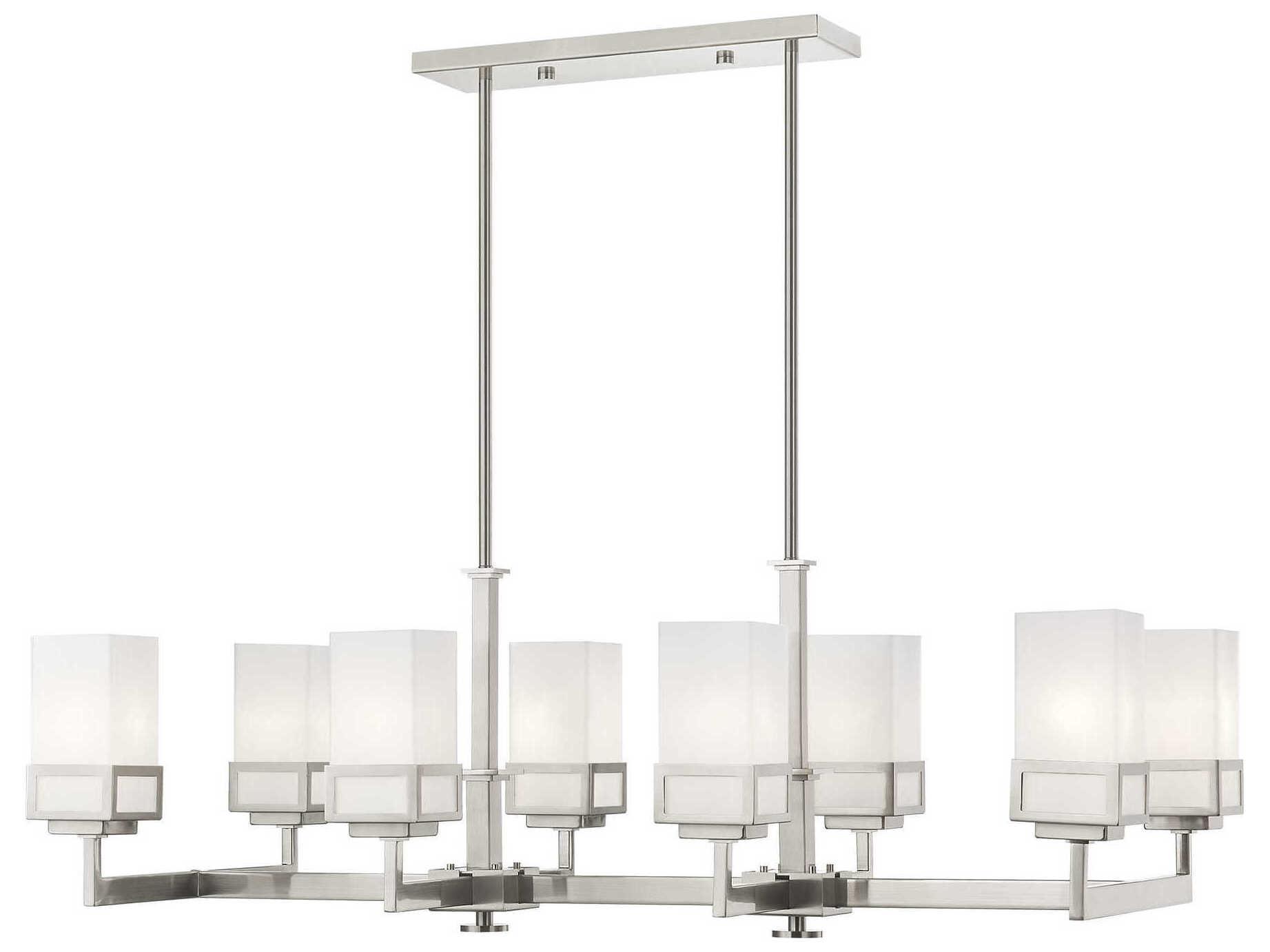 Livex Lighting Harding 8-Light Brushed Nickel Glass Island Pendant