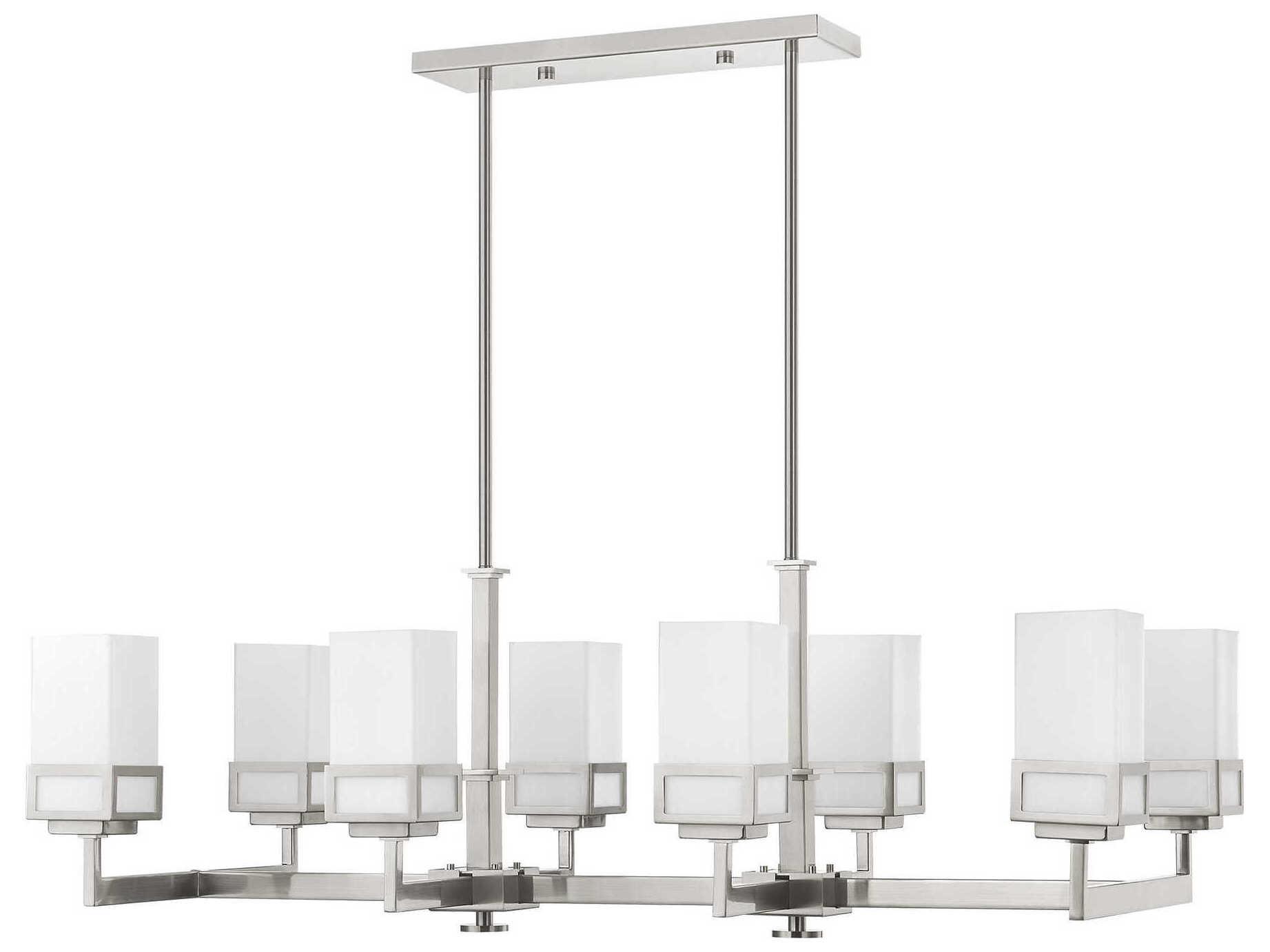 Livex Lighting Harding 8-Light Brushed Nickel Glass Island Pendant