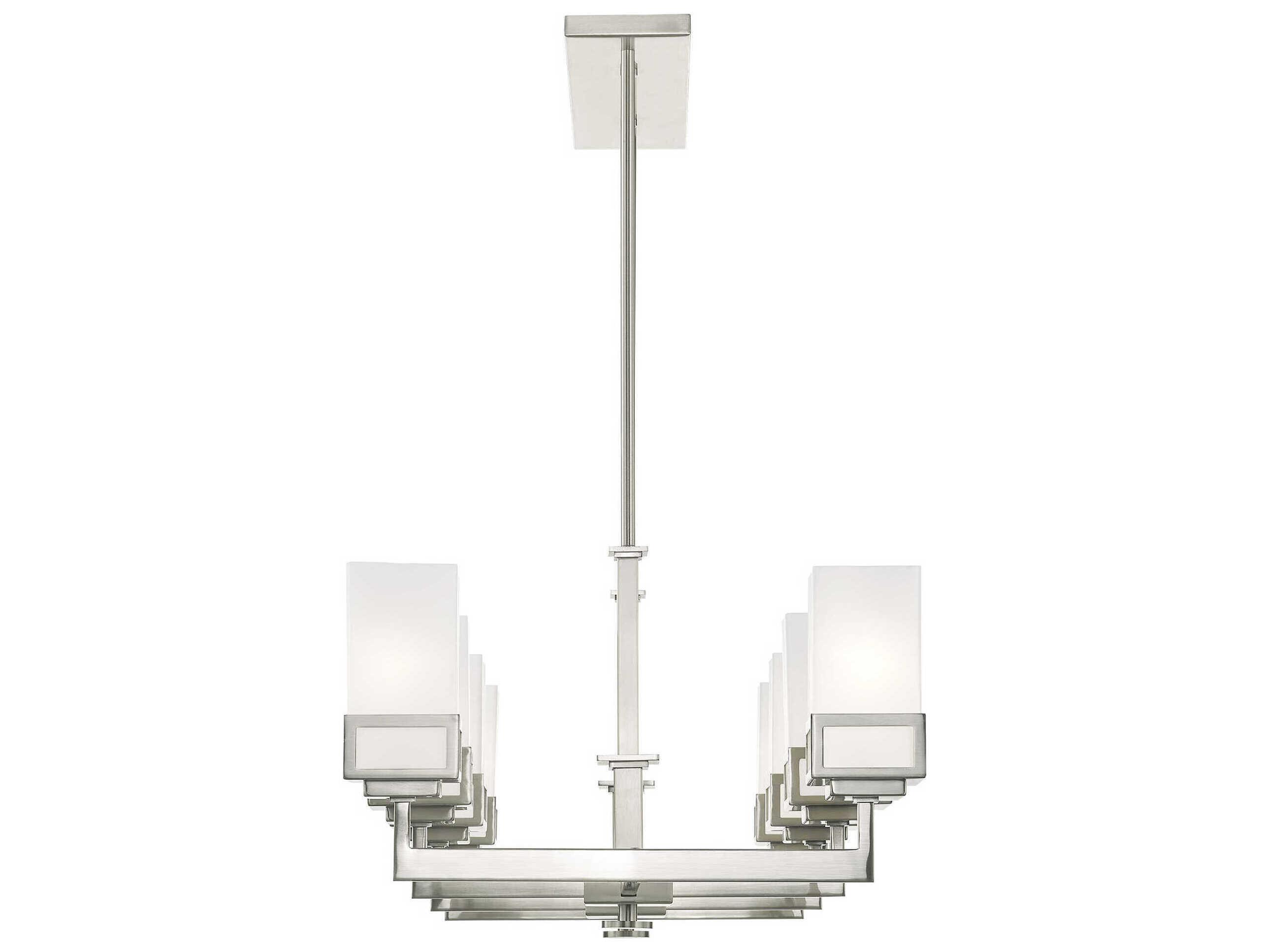 Livex Lighting Harding 8-Light Brushed Nickel Glass Island Pendant