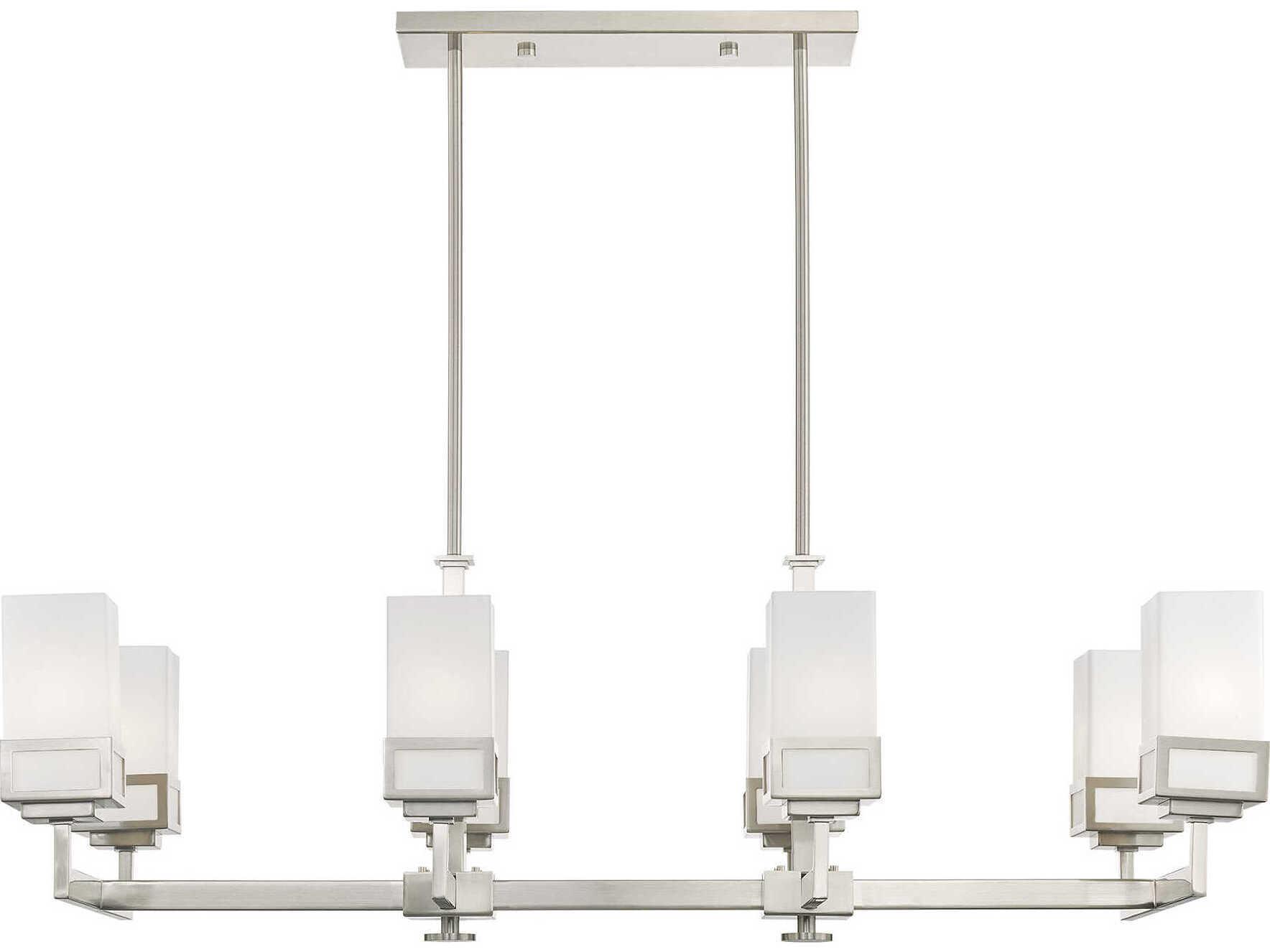 Livex Lighting Harding 8-Light Brushed Nickel Glass Island Pendant