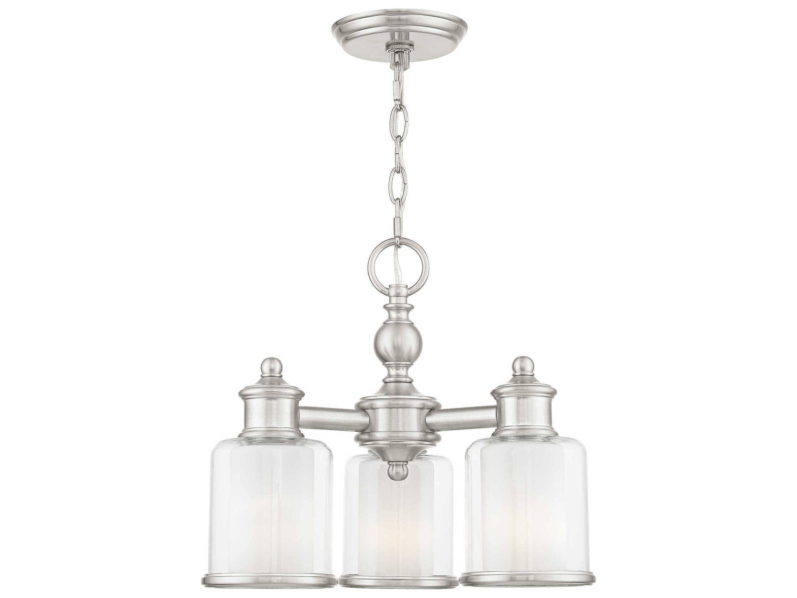 Livex Lighting Middlebush 3-Light Brushed Nickel Glass Cylinder Chandelier