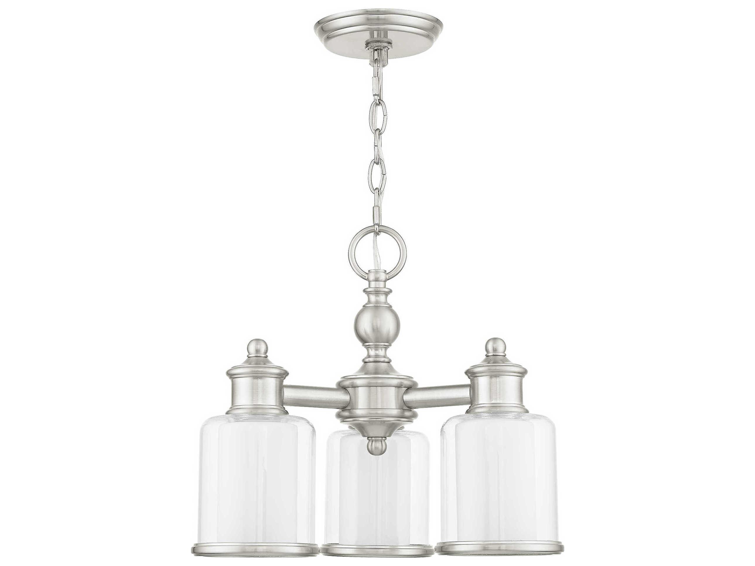 Livex Lighting Middlebush 3-Light Brushed Nickel Glass Cylinder Chandelier