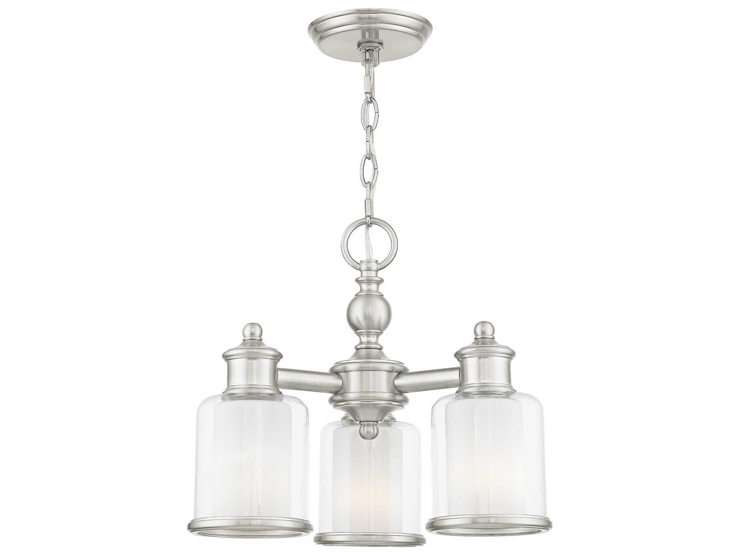 Livex Lighting Middlebush 3-Light Brushed Nickel Glass Cylinder Chandelier